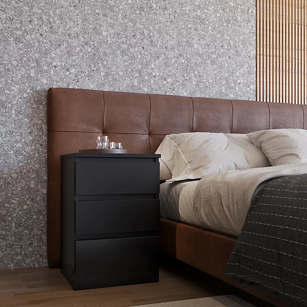 MALVERN 3 DRAWER BEDSIDE - BLACK - Image 7