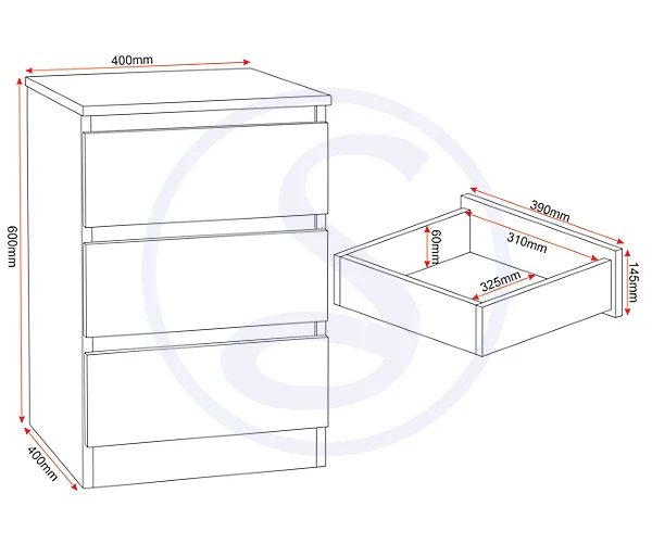 MALVERN 3 DRAWER BEDSIDE - GREY - Image 7