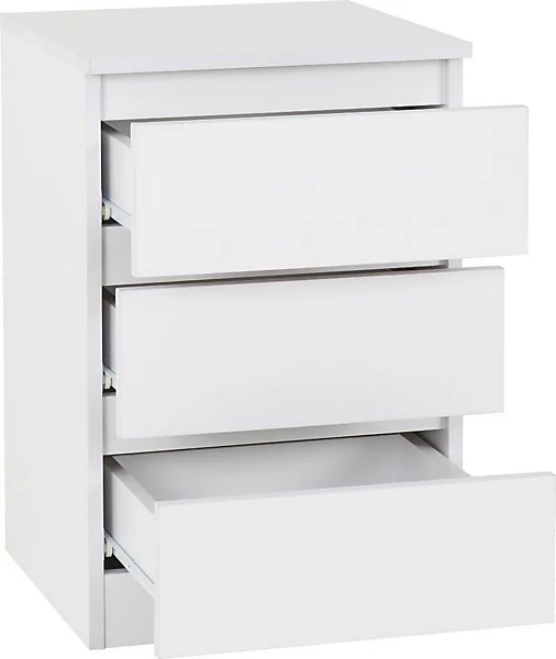 MALVERN 3 DRAWER BEDSIDE - WHITE - Image 2