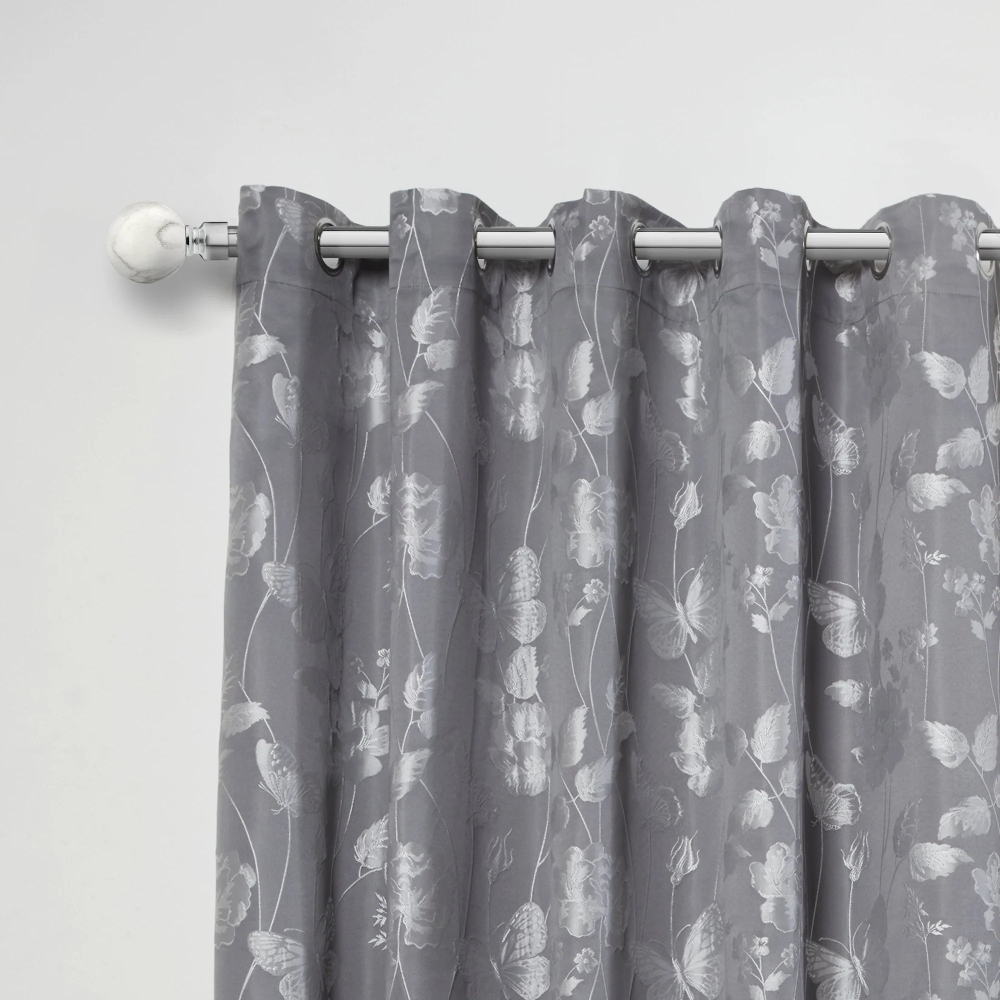 Marble - Extendable Curtain Pole with pair of end finials in Brushed Silver - Image 2