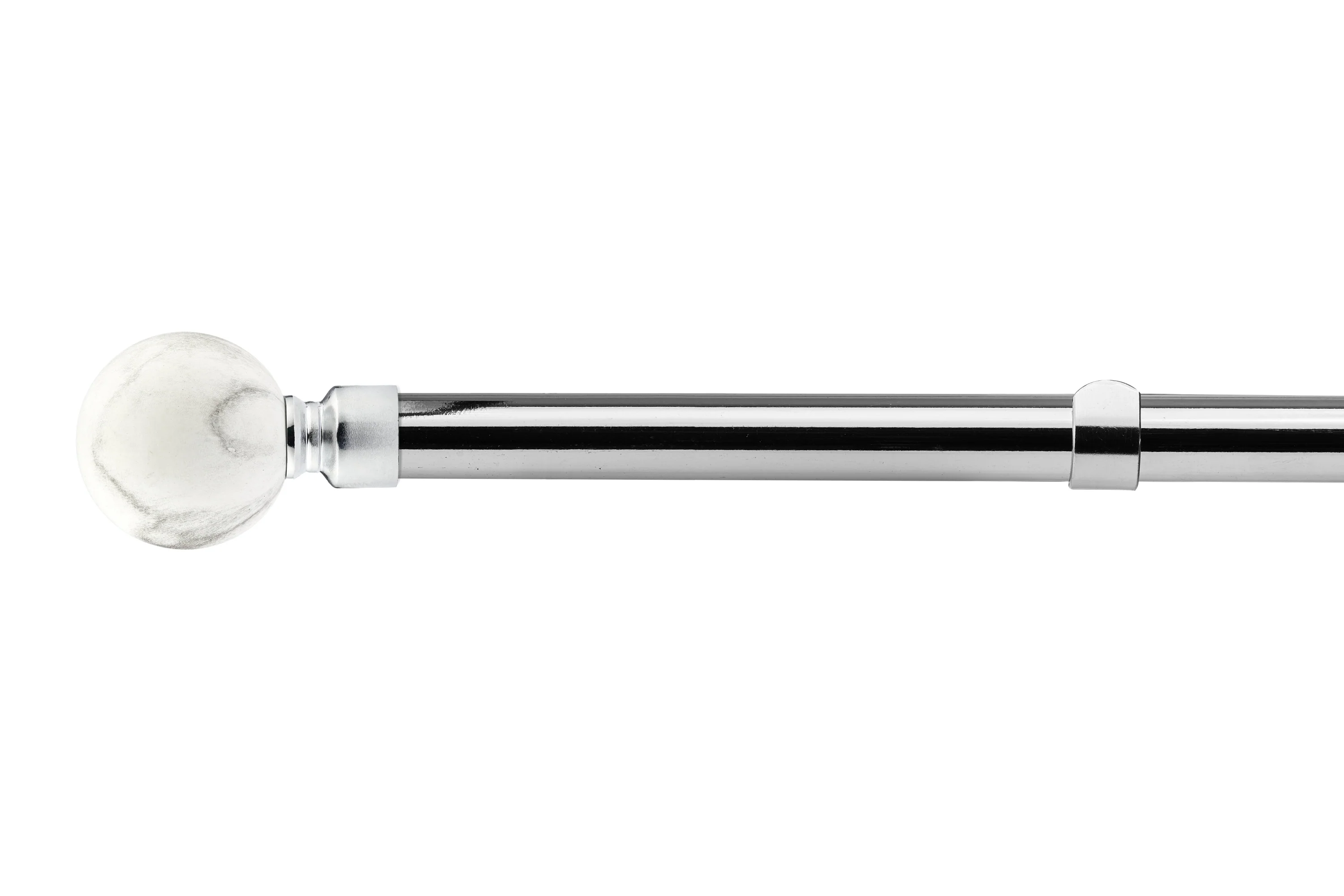 Marble - Extendable Curtain Pole with rings and pair of end finials in Brushed Silver - Image 2