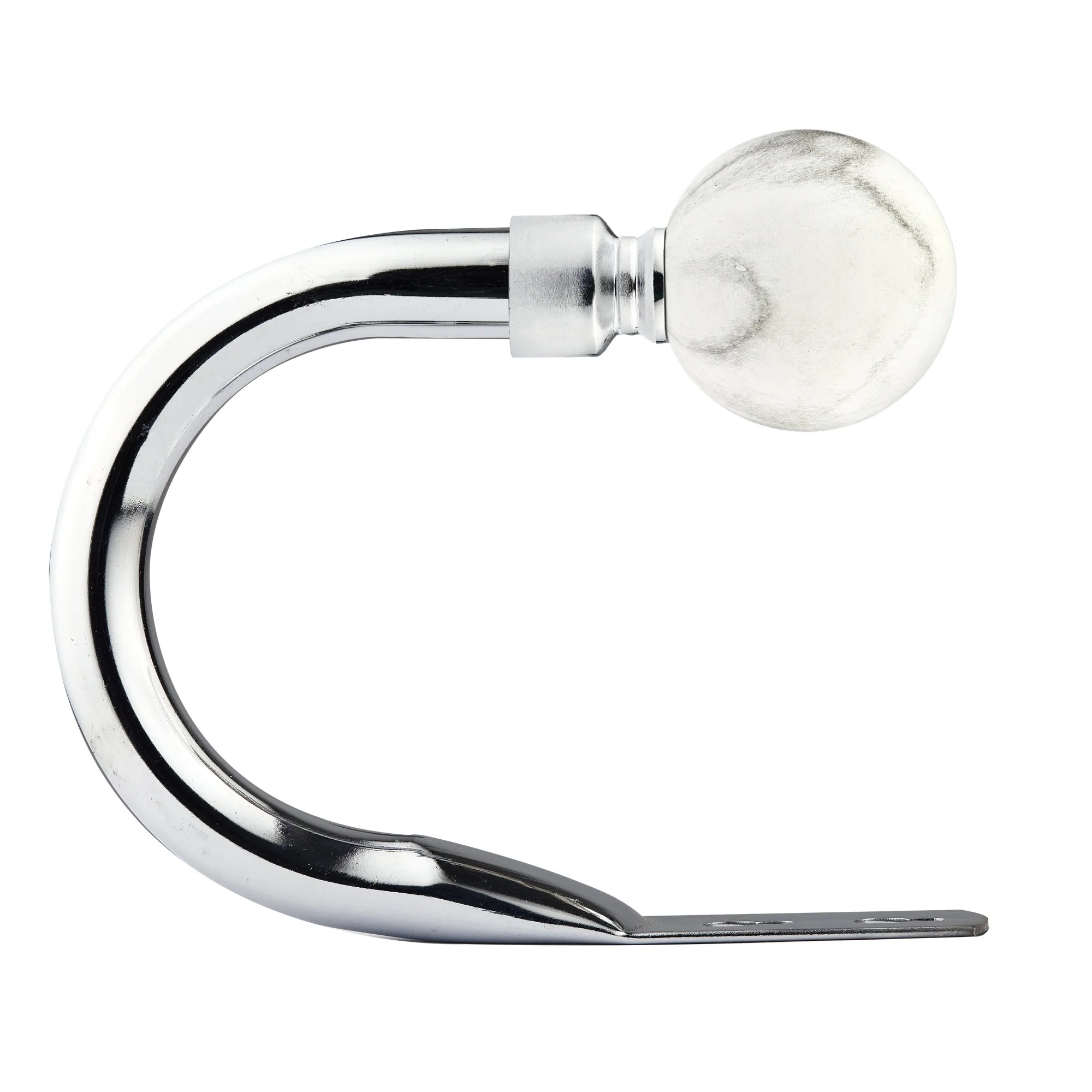Marble - Pair of Holdaback Tiebacks with End Finials in Brushed Silver - Image 3