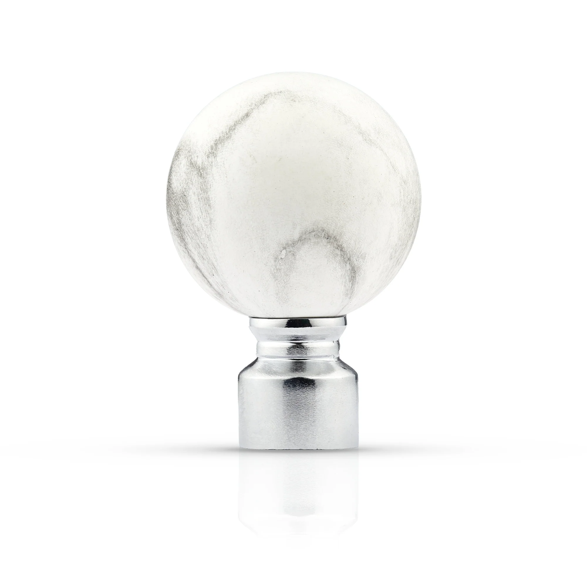 Marble - Pair of Holdaback Tiebacks with End Finials in Brushed Silver - Image 4