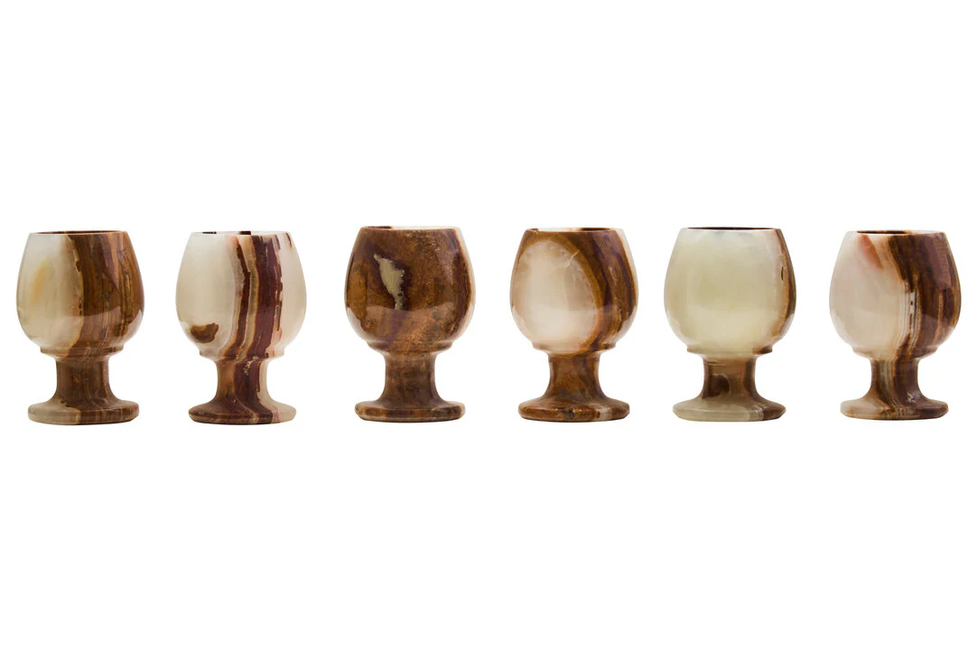 Marmore Set Of Six Onyx Shot or Liqueur Glasses - Image 2