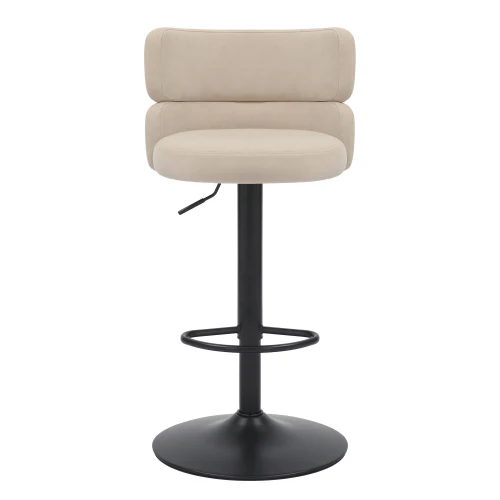 Mason Brushed Velvet Cream/Black Bar Stool - Image 2
