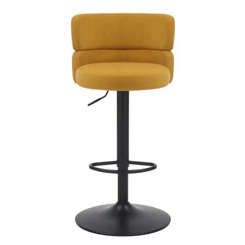 Mason Brushed Velvet Mustard/Black Bar Stool - Image 2