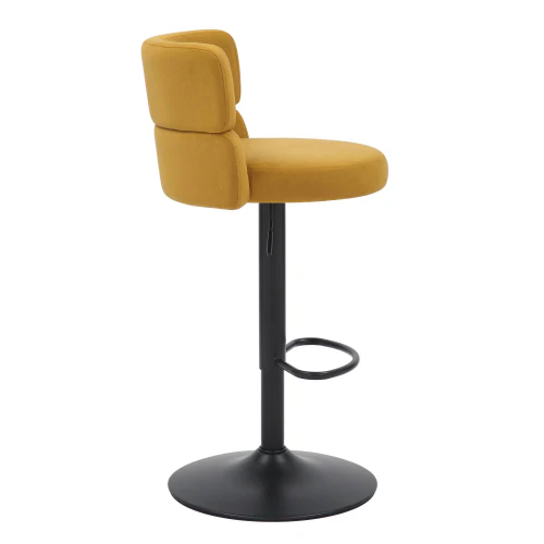 Mason Brushed Velvet Mustard/Black Bar Stool - Image 3