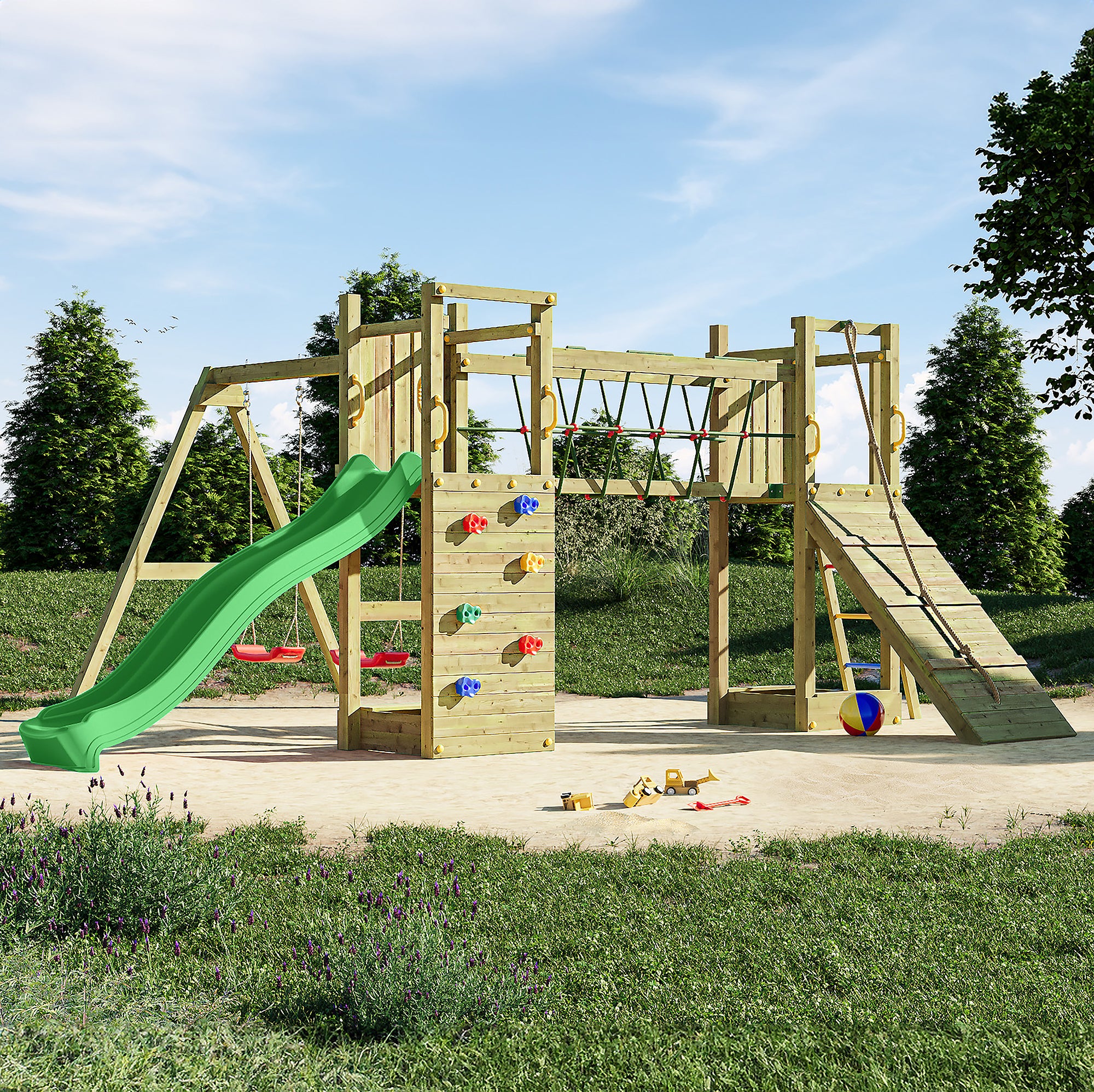 Maxi Fun Playfort - Climbing Frame With Swings And Slide