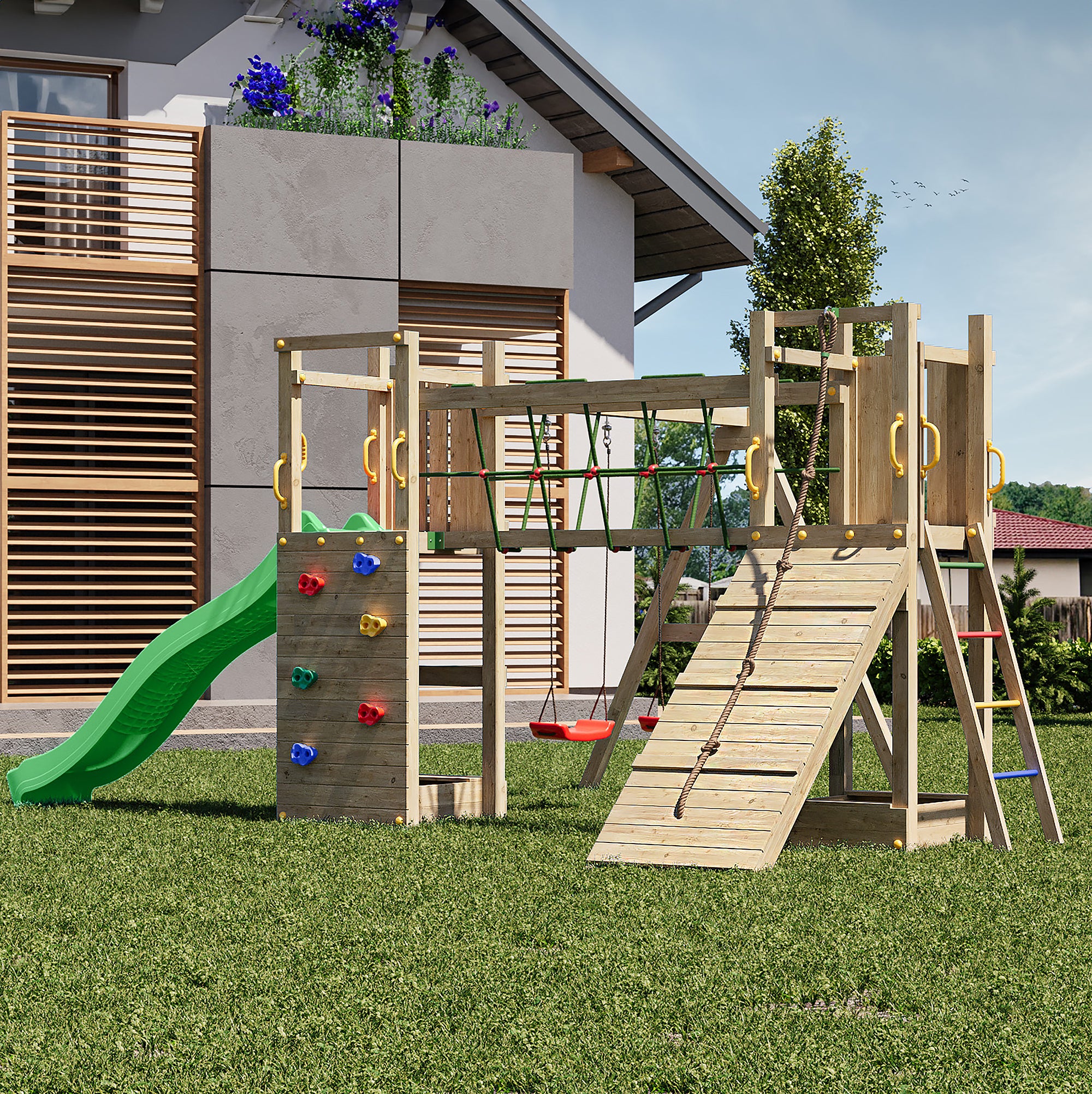 Maxi Fun Playfort - Climbing Frame With Swings And Slide - Image 2