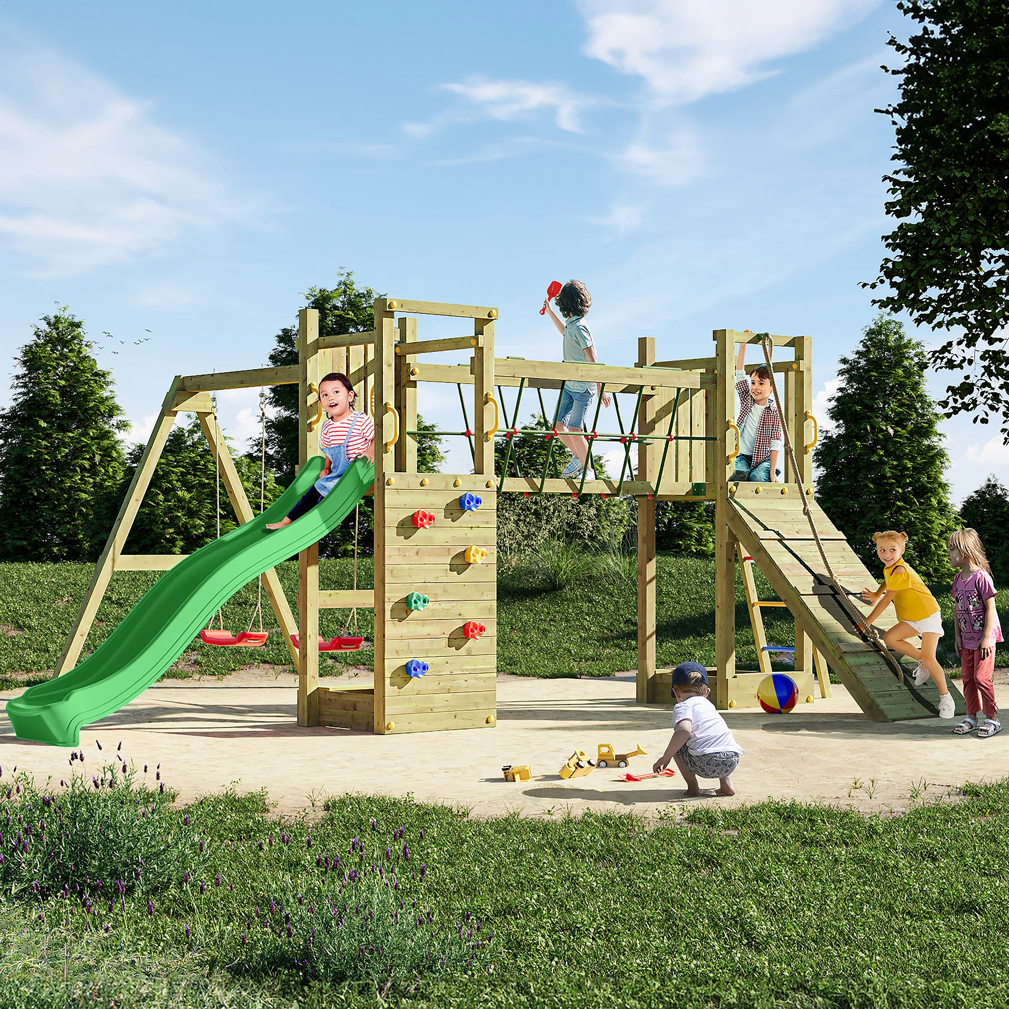 Maxi Fun Playfort - Climbing Frame With Swings And Slide - Image 3