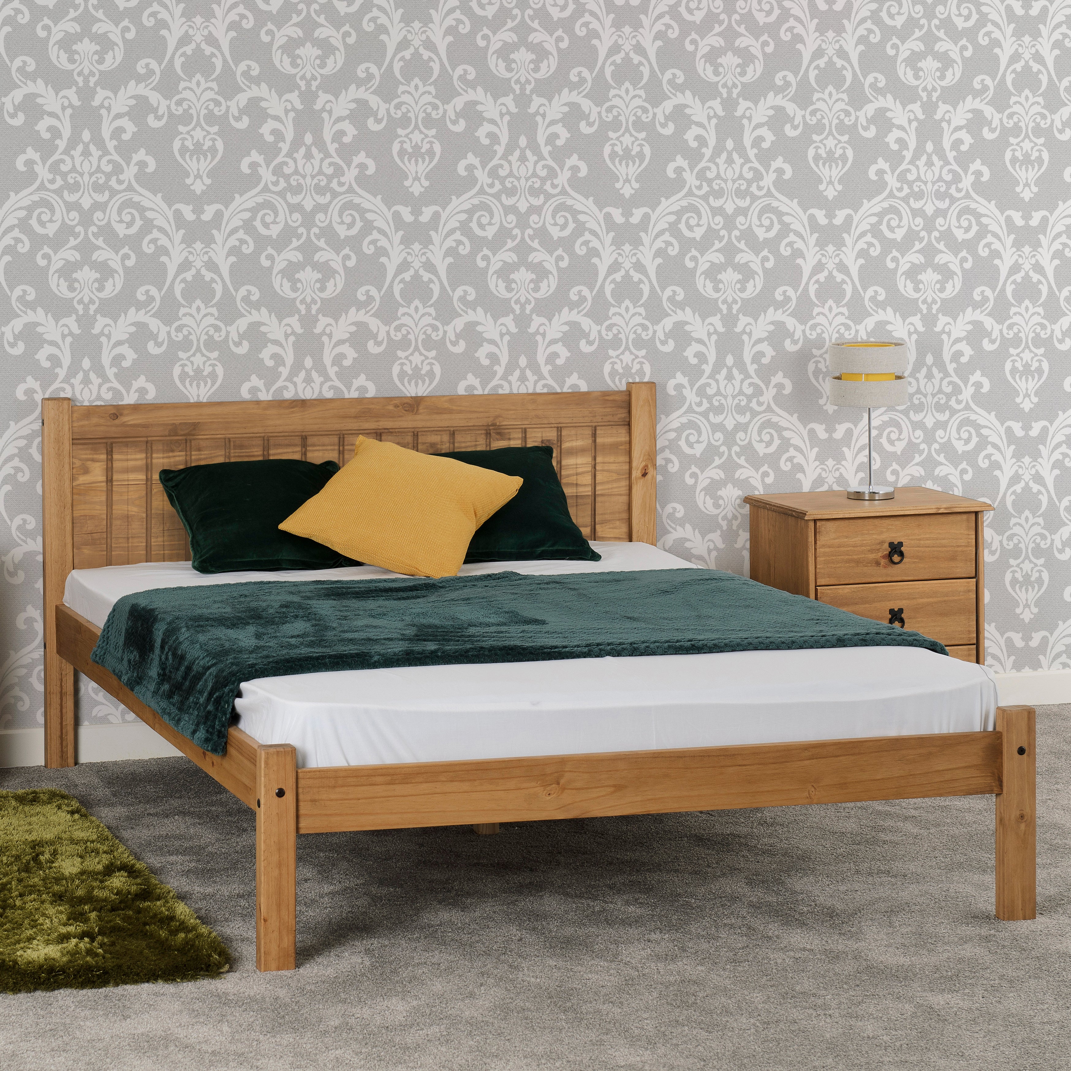 MAYA 4'6" DOUBLE BED - DISTRESSED WAXED PINE - Image 11