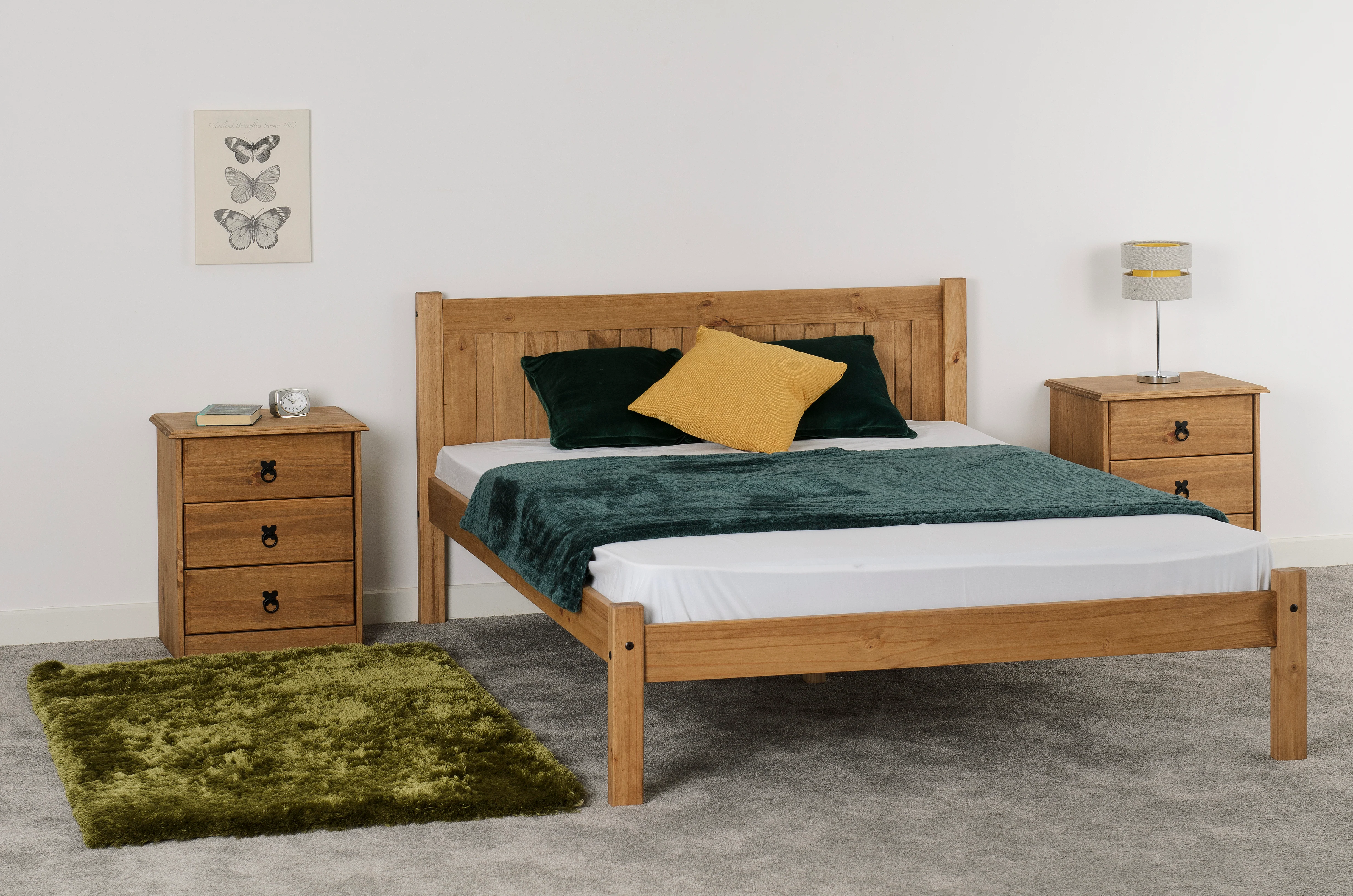 MAYA 4'6" DOUBLE BED - DISTRESSED WAXED PINE - Image 9