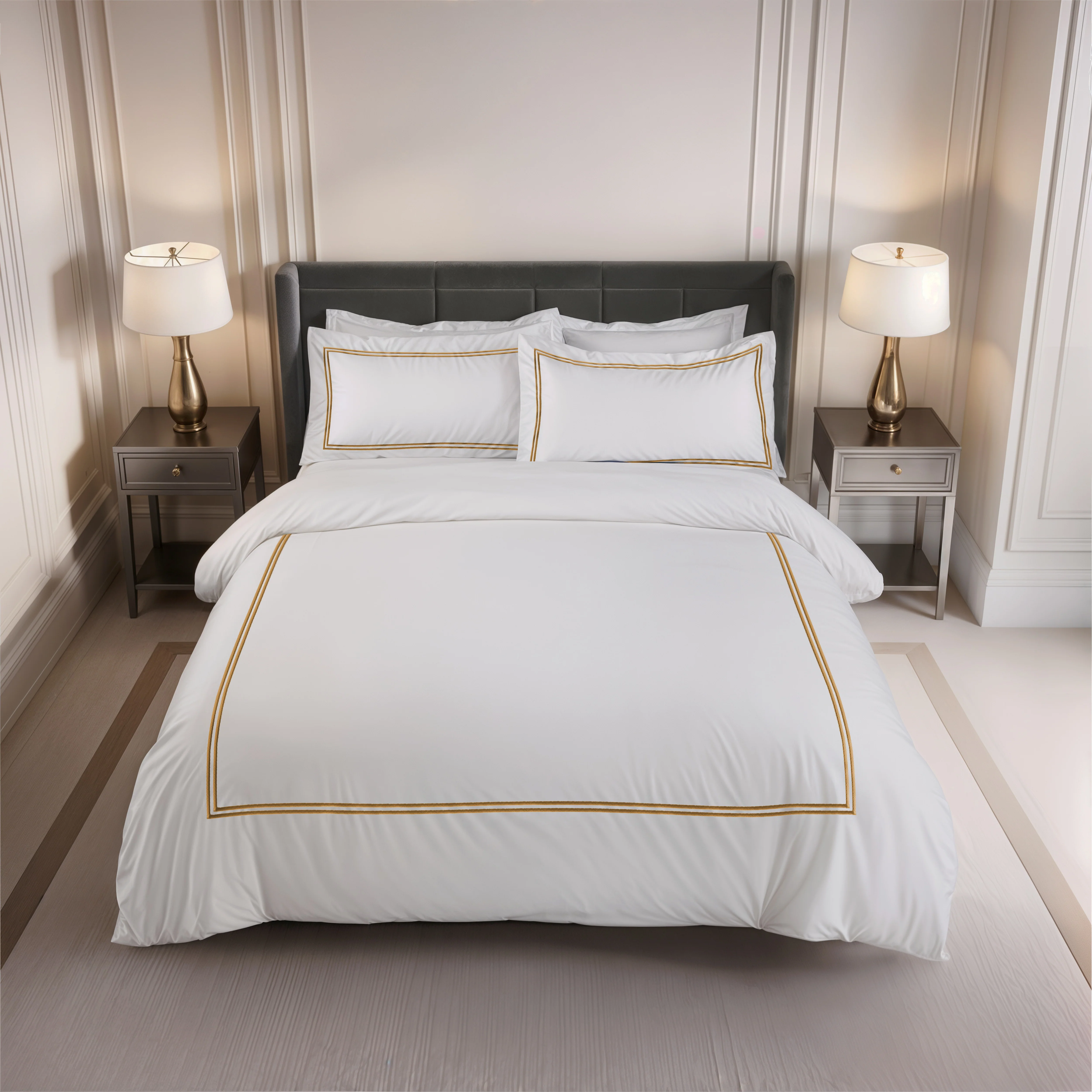 Mayfair - Embroidered Duvet Set With Oxford Pillowcase In Taupe