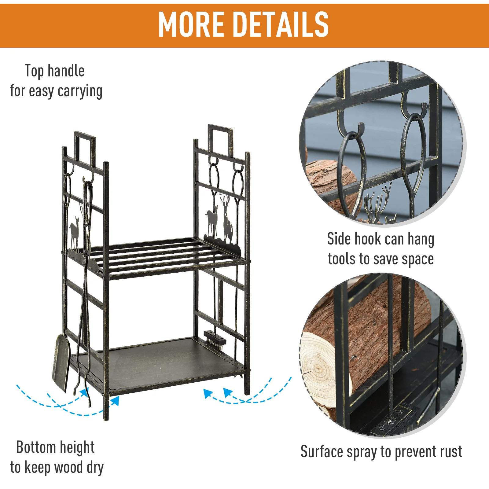Metal Firewood Log Holder 2 Tier Firewood Rack - Image 3