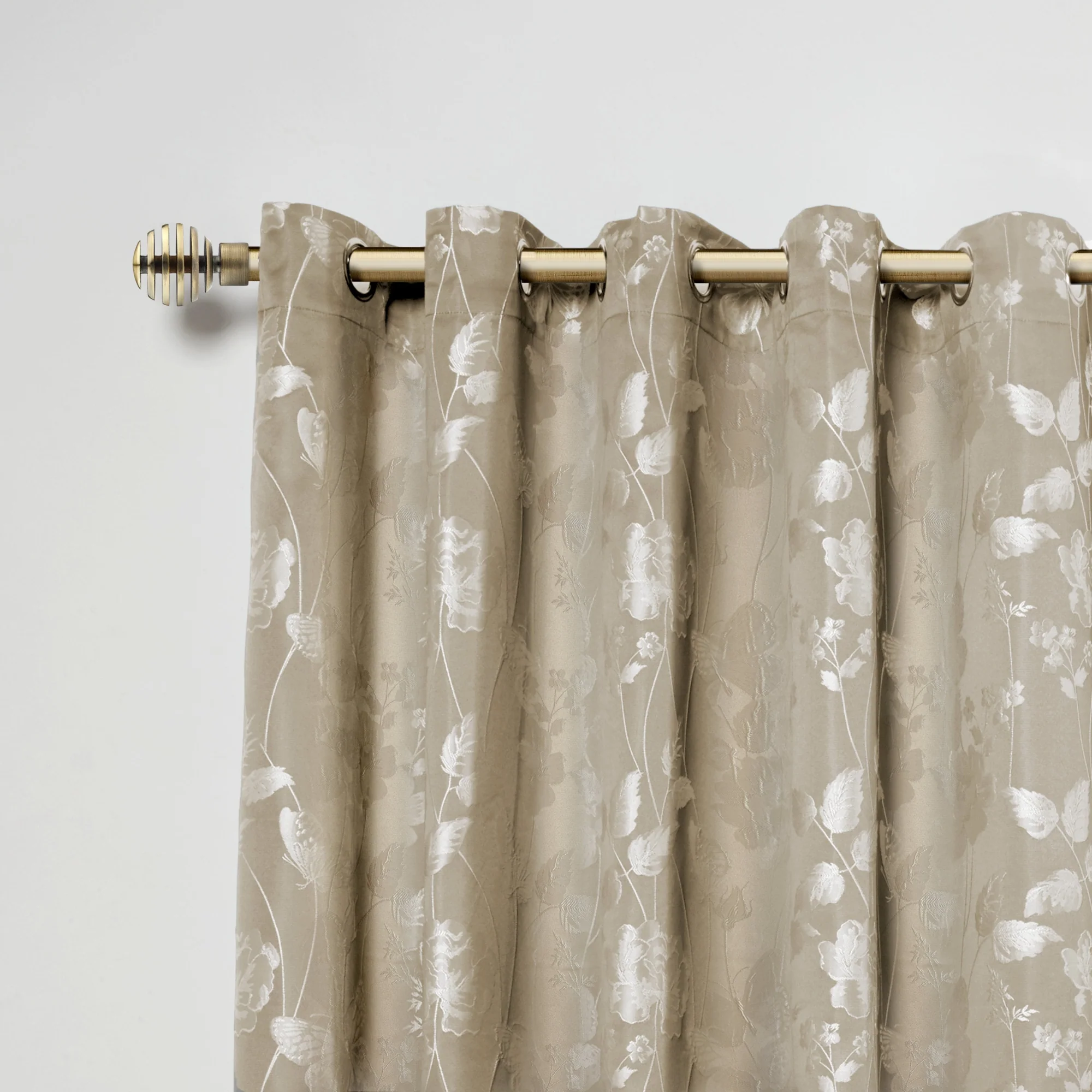 Metal Sliced - Extendable Curtain Pole with pair of end finials in Antique Brass
