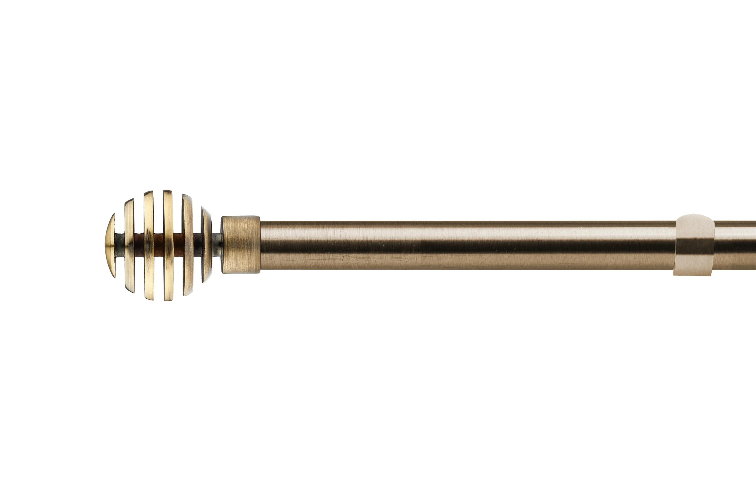 Metal Sliced - Extendable Curtain Pole with pair of end finials in Antique Brass - Image 2