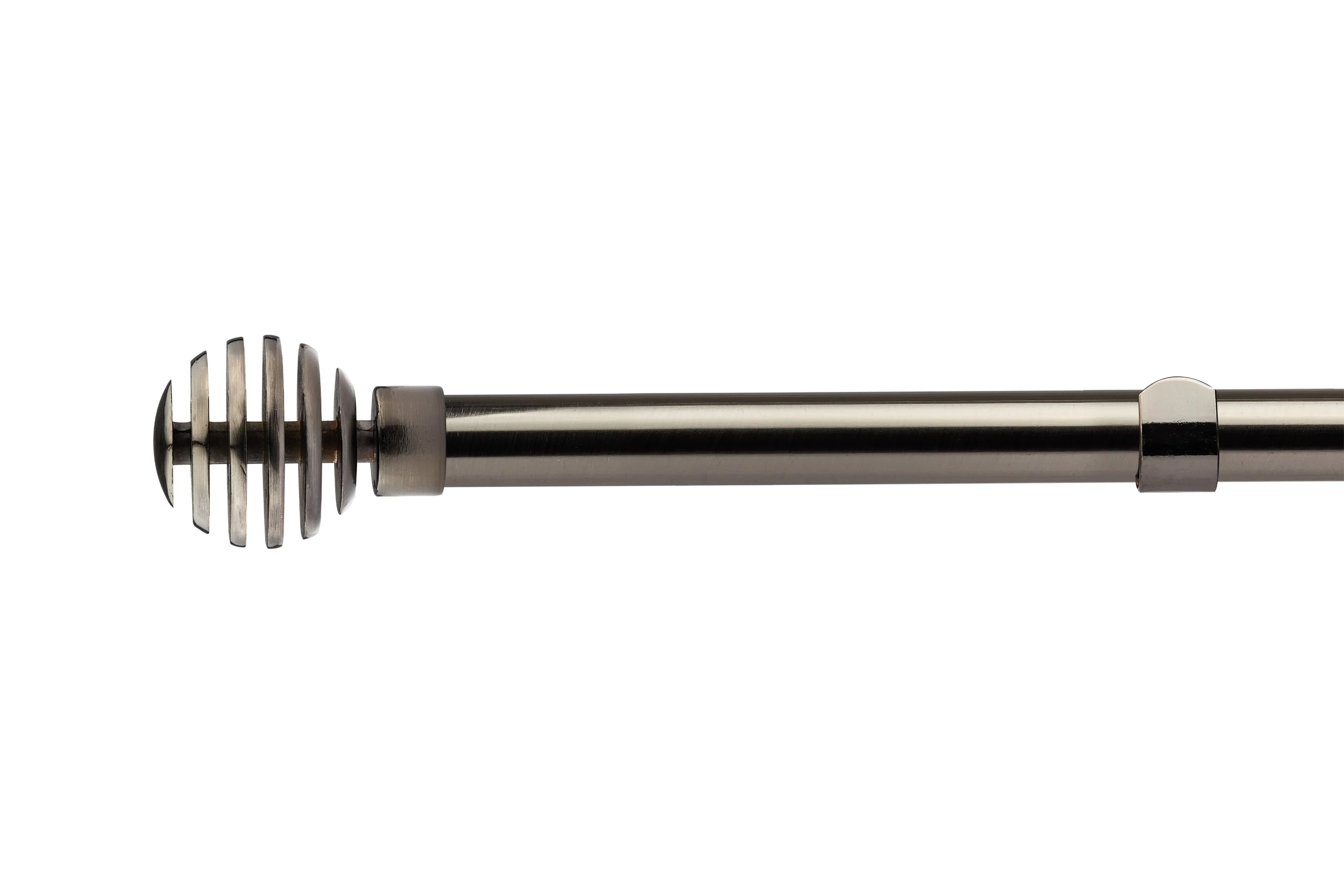 Metal Sliced - Extendable Curtain Pole with pair of end finials in Black Silk - Image 2