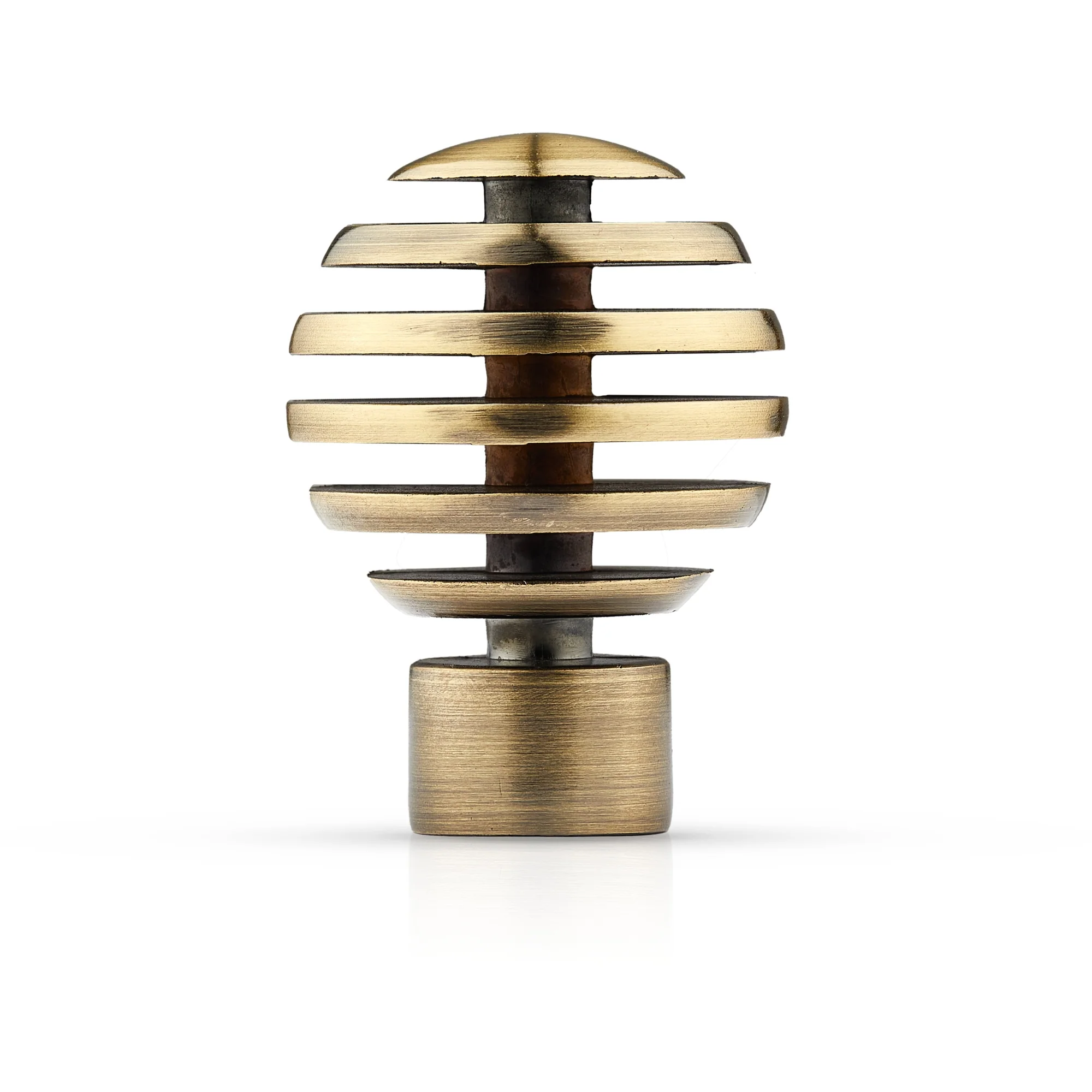 Metal Sliced - Extendable Curtain Pole with rings and pair of end finials in Antique Brass - Image 3