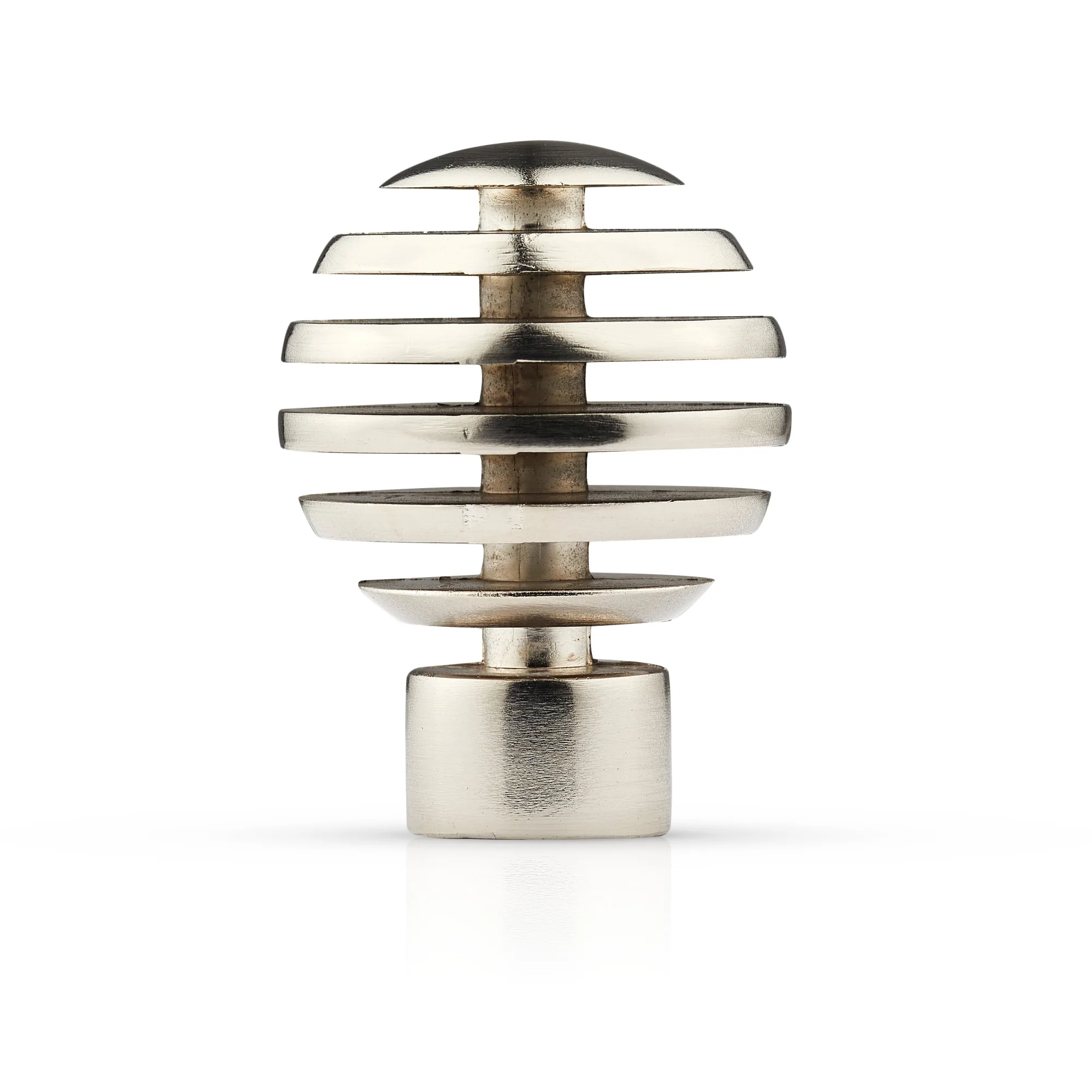 Metal Sliced - Extendable Curtain Pole with rings and pair of end finials in Brushed Silver - Image 3
