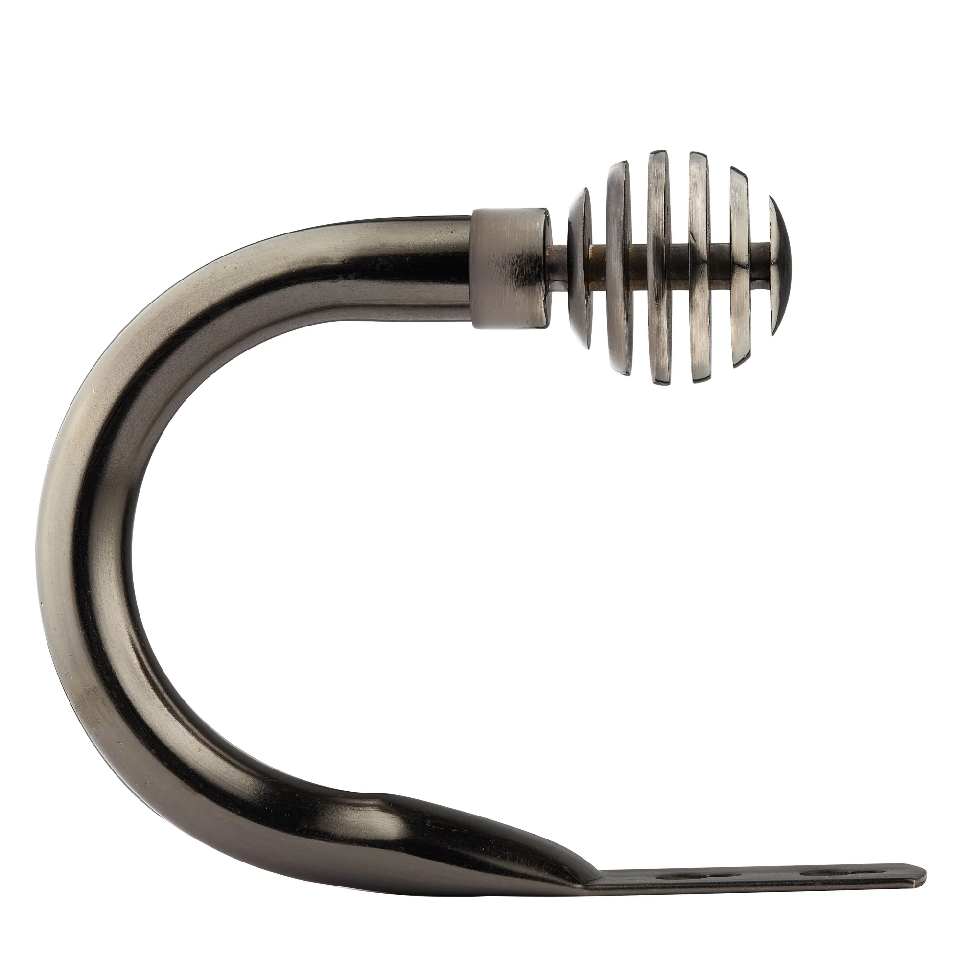 Metal Sliced - Pair of Holdaback Tiebacks with End Finials in Black Silk - Image 3