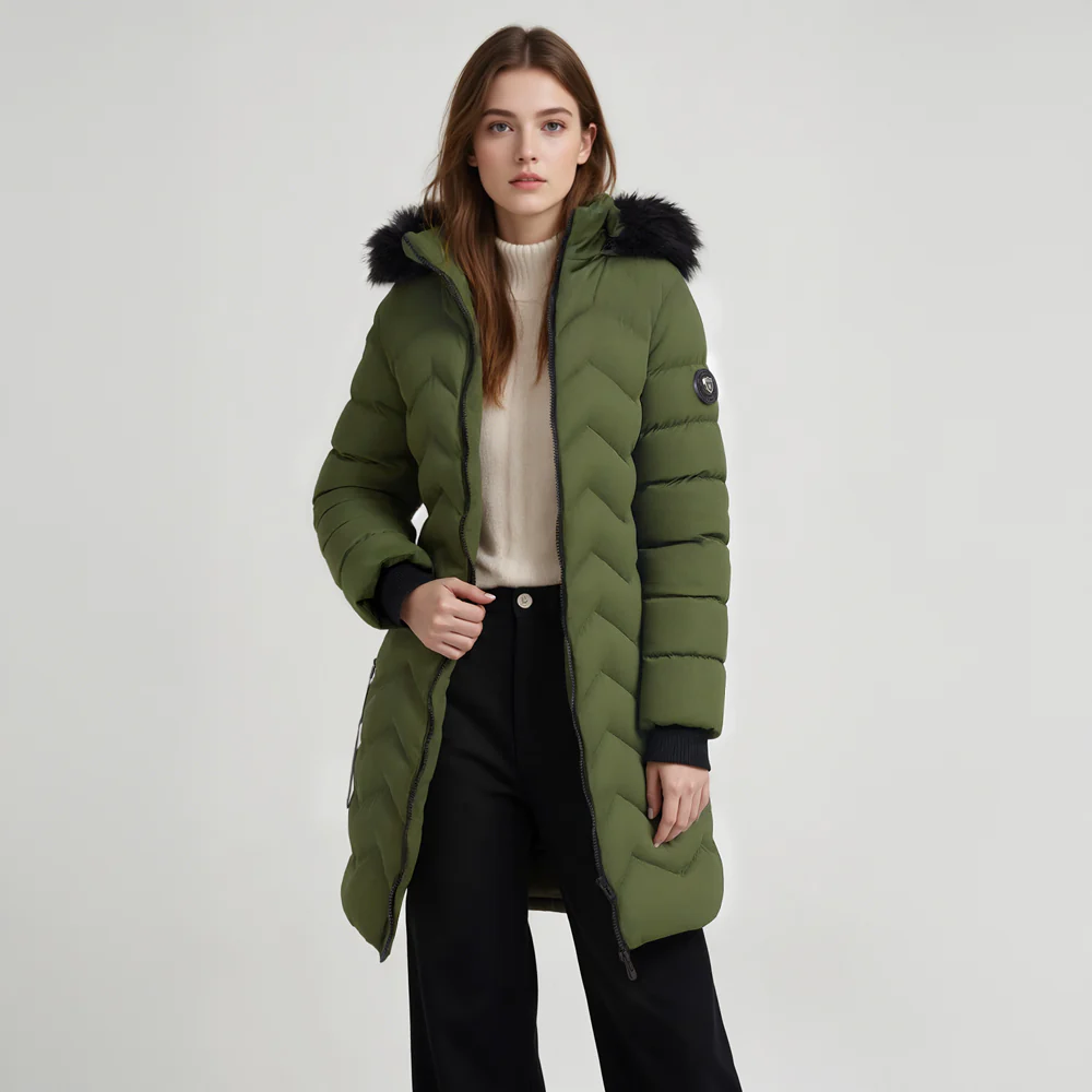Mid-Length Coat with Detachable Hood