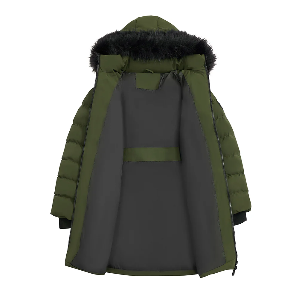 Mid-Length Coat with Detachable Hood - Image 5