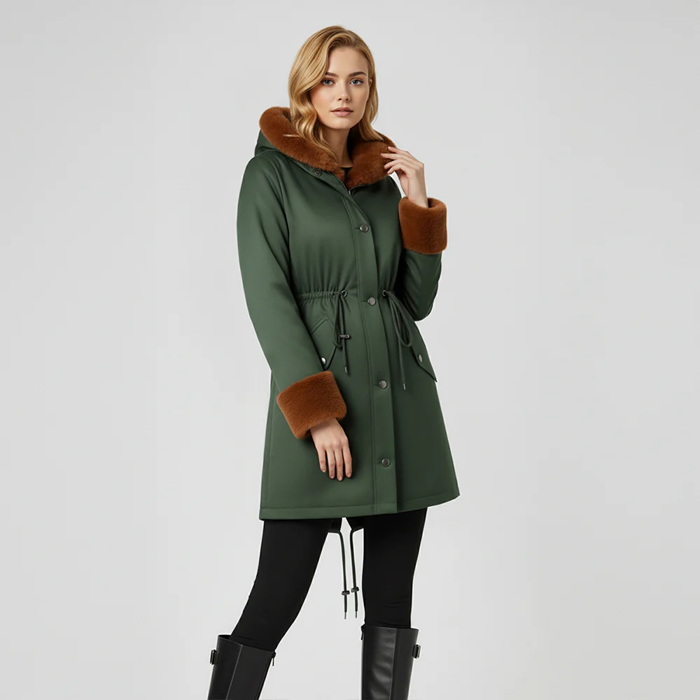 Mid-Length Hooded Coat With Drawstring Waist - Image 2