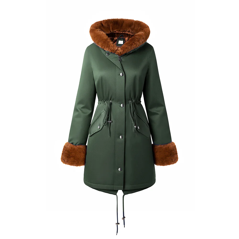Mid-Length Hooded Coat With Drawstring Waist - Image 3