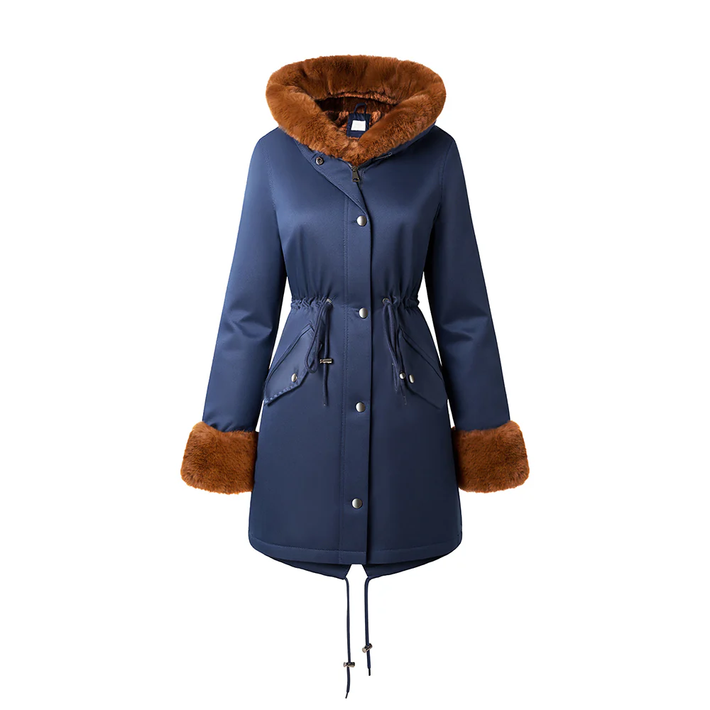 Mid-Length Hooded Coat With Drawstring Waist - Image 3