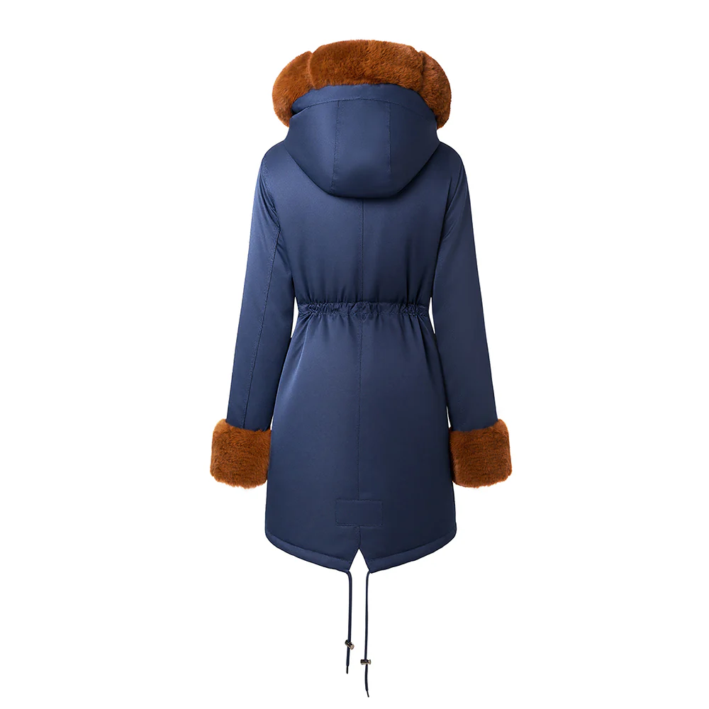 Mid-Length Hooded Coat With Drawstring Waist - Image 4