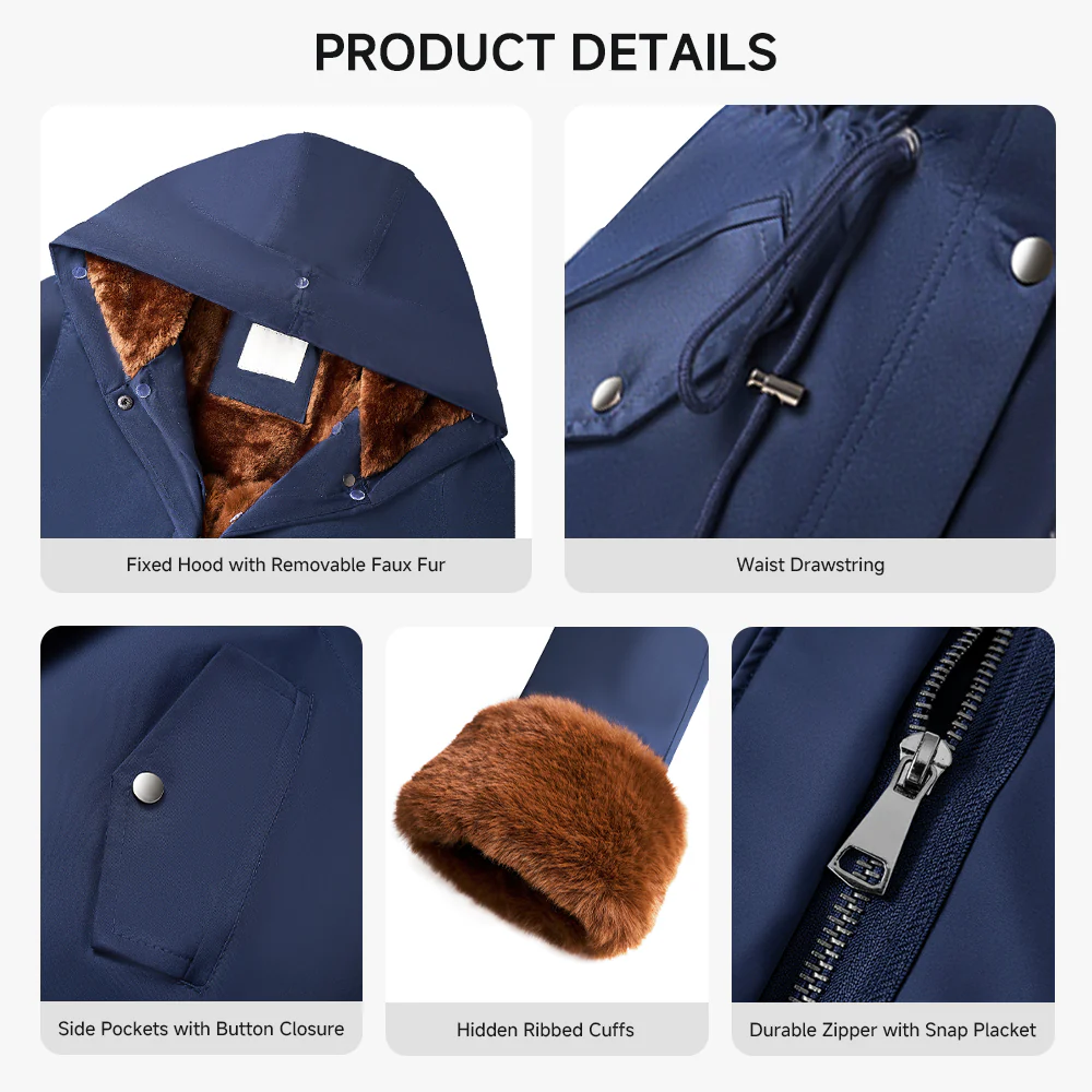 Mid-Length Hooded Coat With Drawstring Waist - Image 9