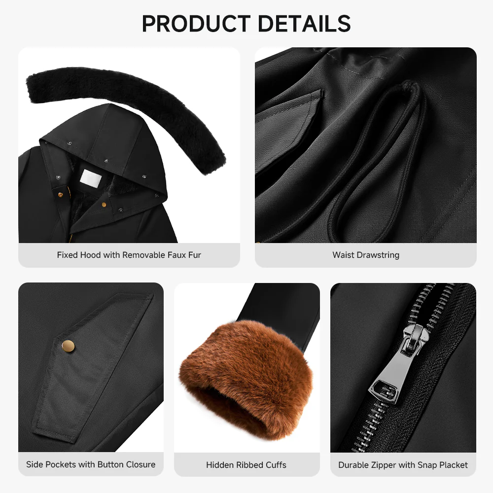 Mid-Length Hooded Coat With Drawstring Waist - Image 9