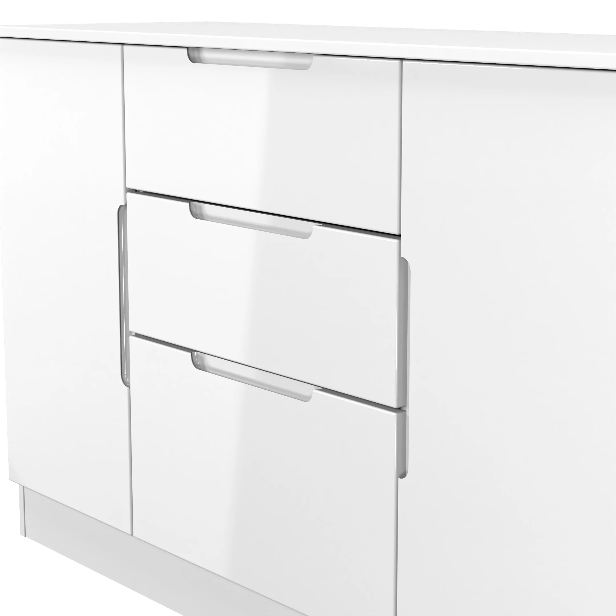 Milan 2 Door 3 Drawer Sideboard in White Gloss & White Matt - Ready Assembled - Image 5