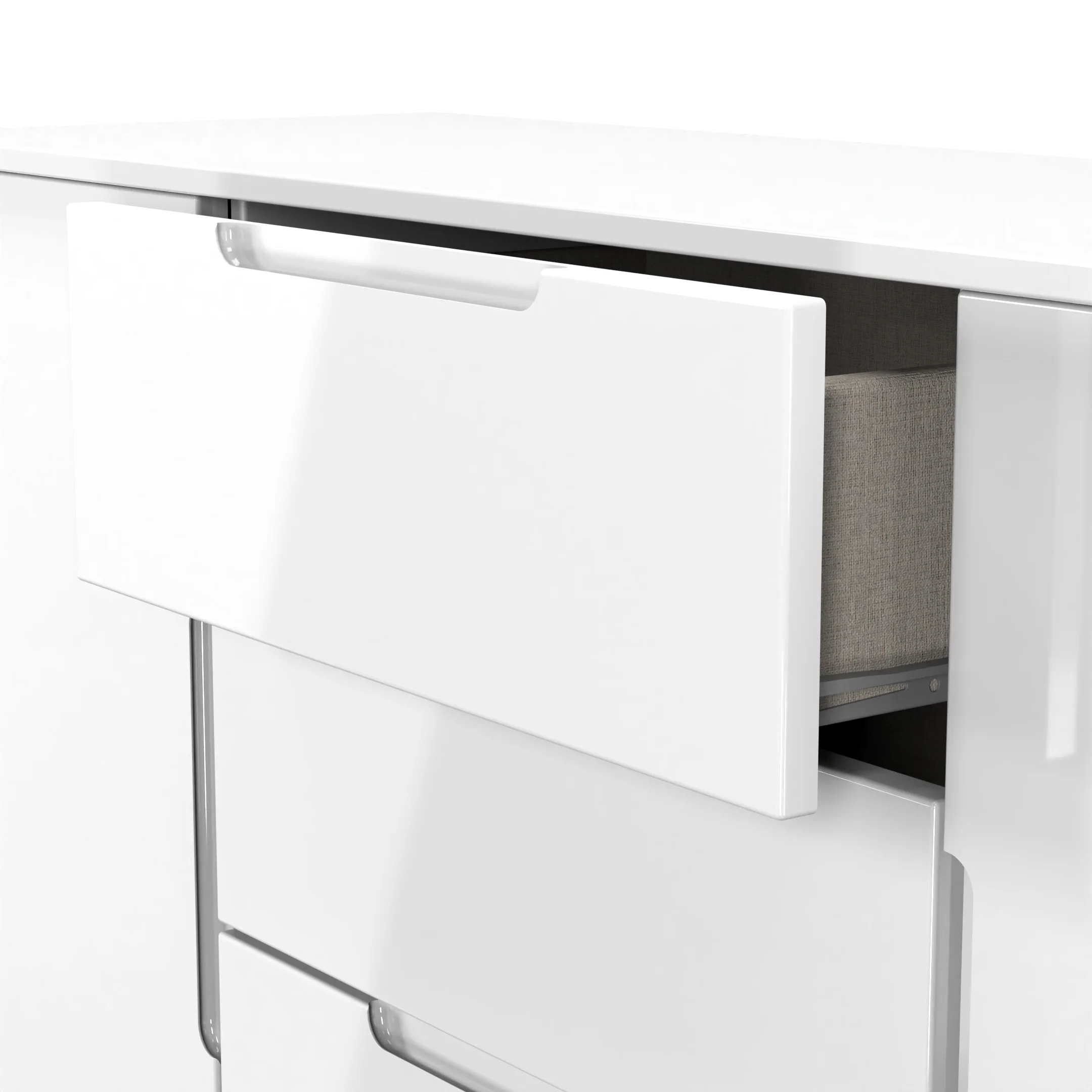 Milan 2 Door 3 Drawer Sideboard in White Gloss & White Matt - Ready Assembled - Image 6
