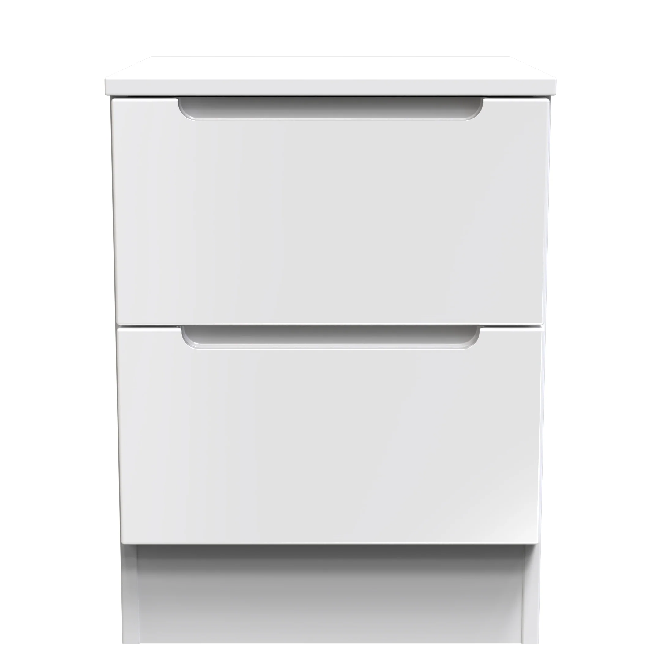 Milan 2 Drawer Bedside in White Gloss & White - Ready Assembled - Image 2