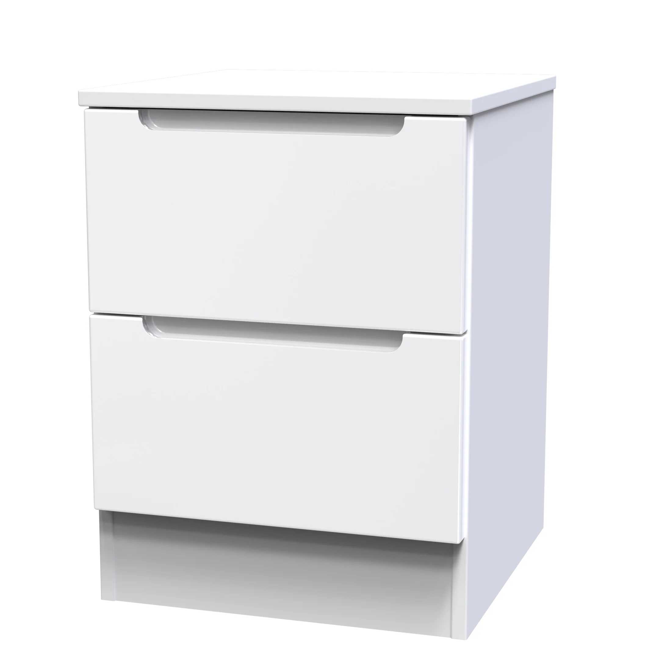 Milan 2 Drawer Bedside in White Gloss & White - Ready Assembled - Image 4