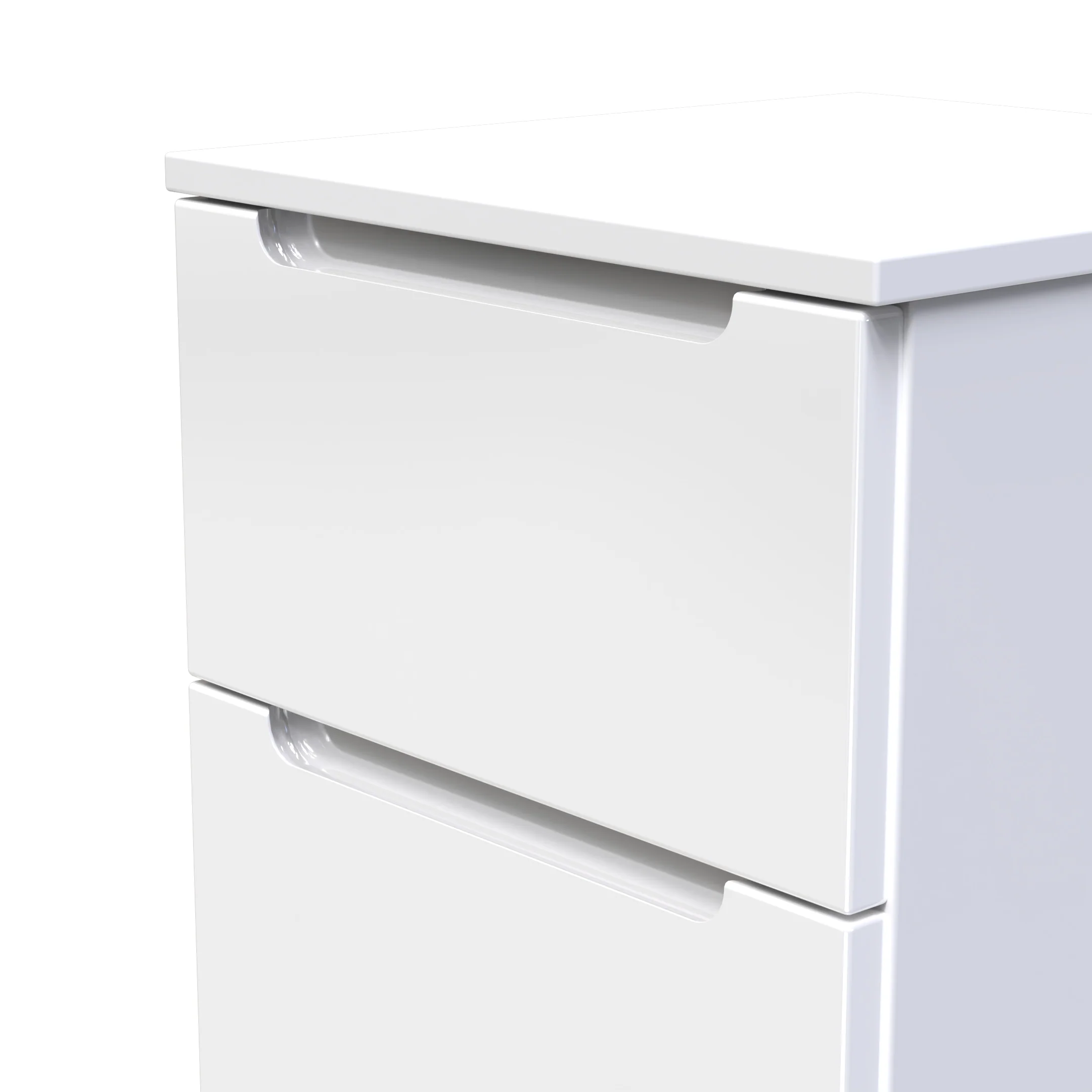 Milan 2 Drawer Bedside in White Gloss & White - Ready Assembled - Image 5