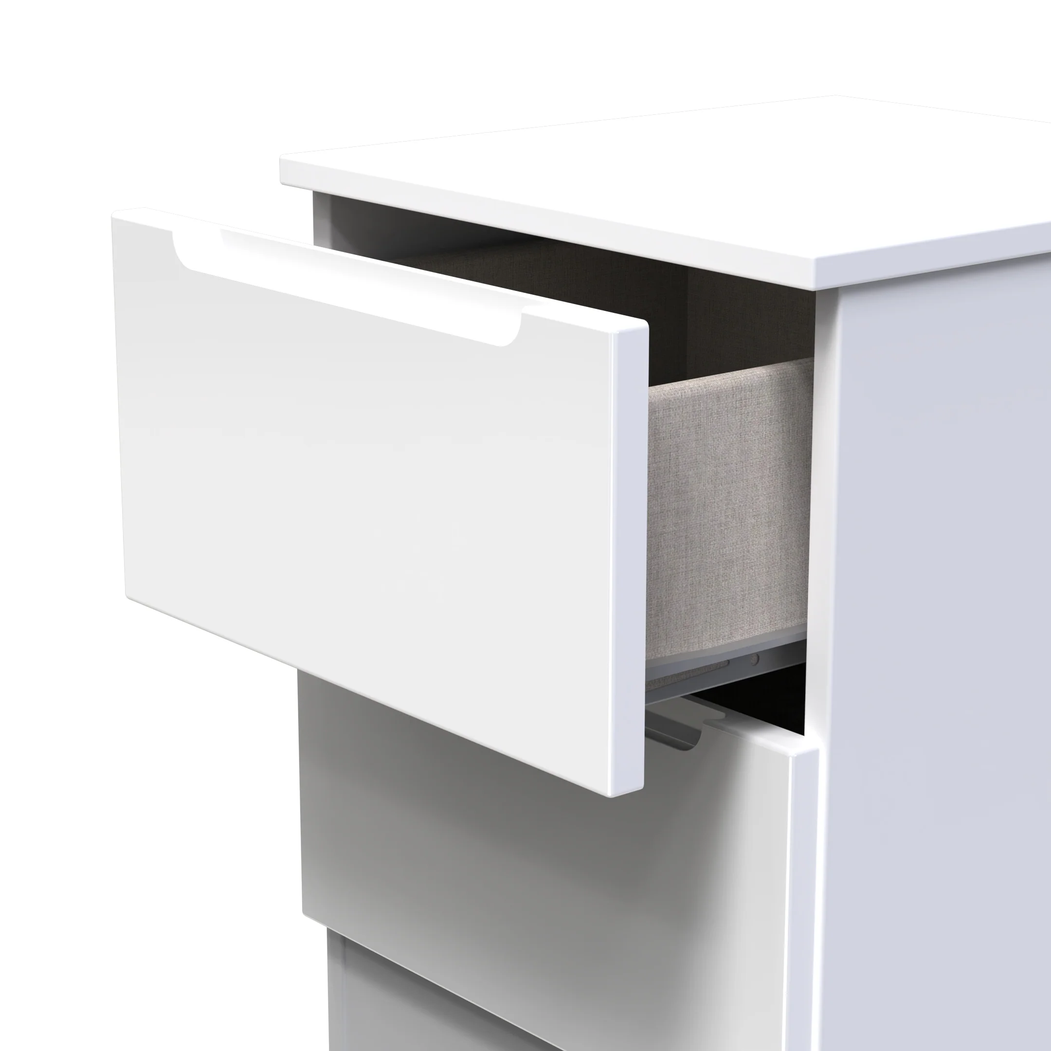 Milan 2 Drawer Bedside in White Gloss & White - Ready Assembled - Image 6