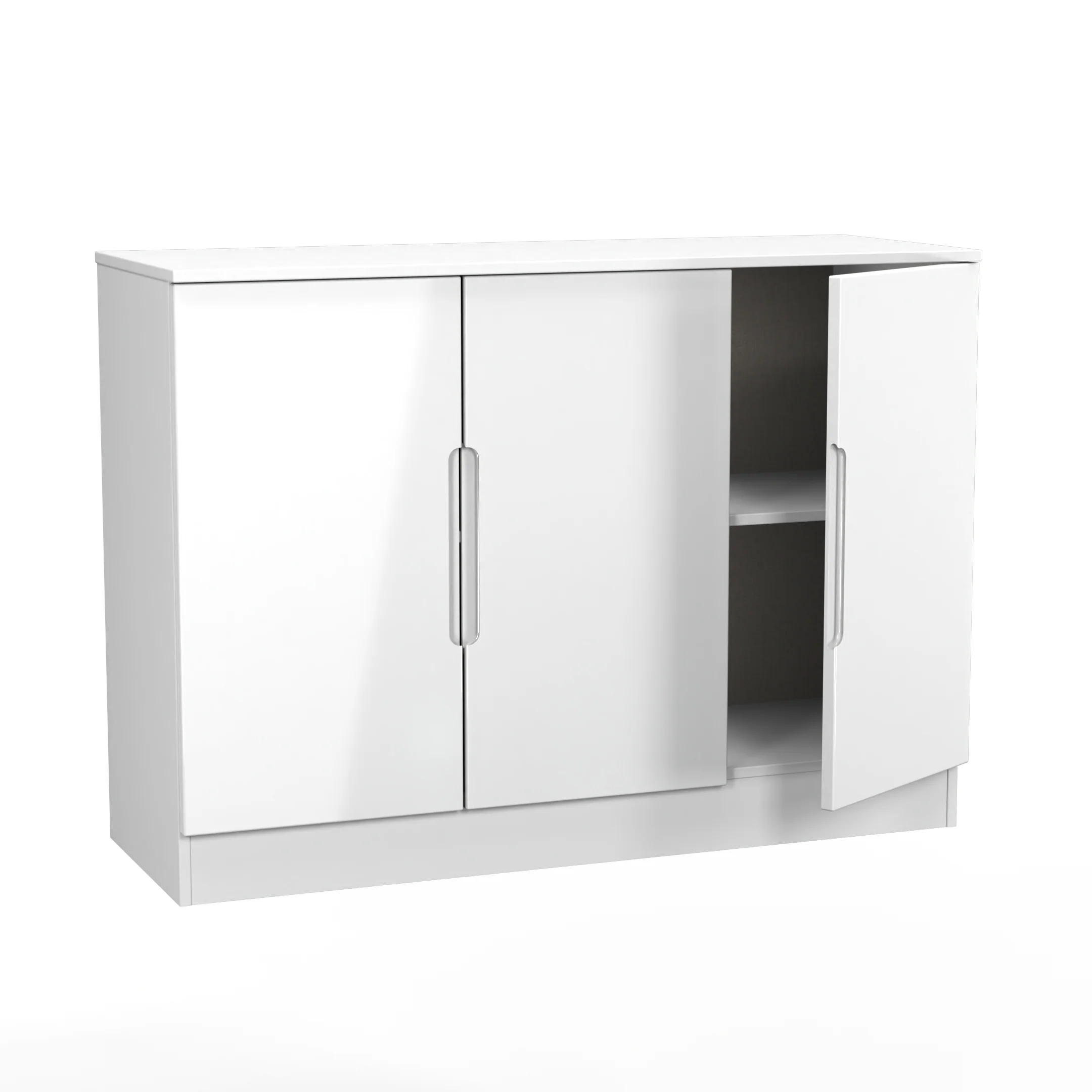 Milan 3 Door Sideboard in White Gloss & White Matt - Ready Assembled - Image 7