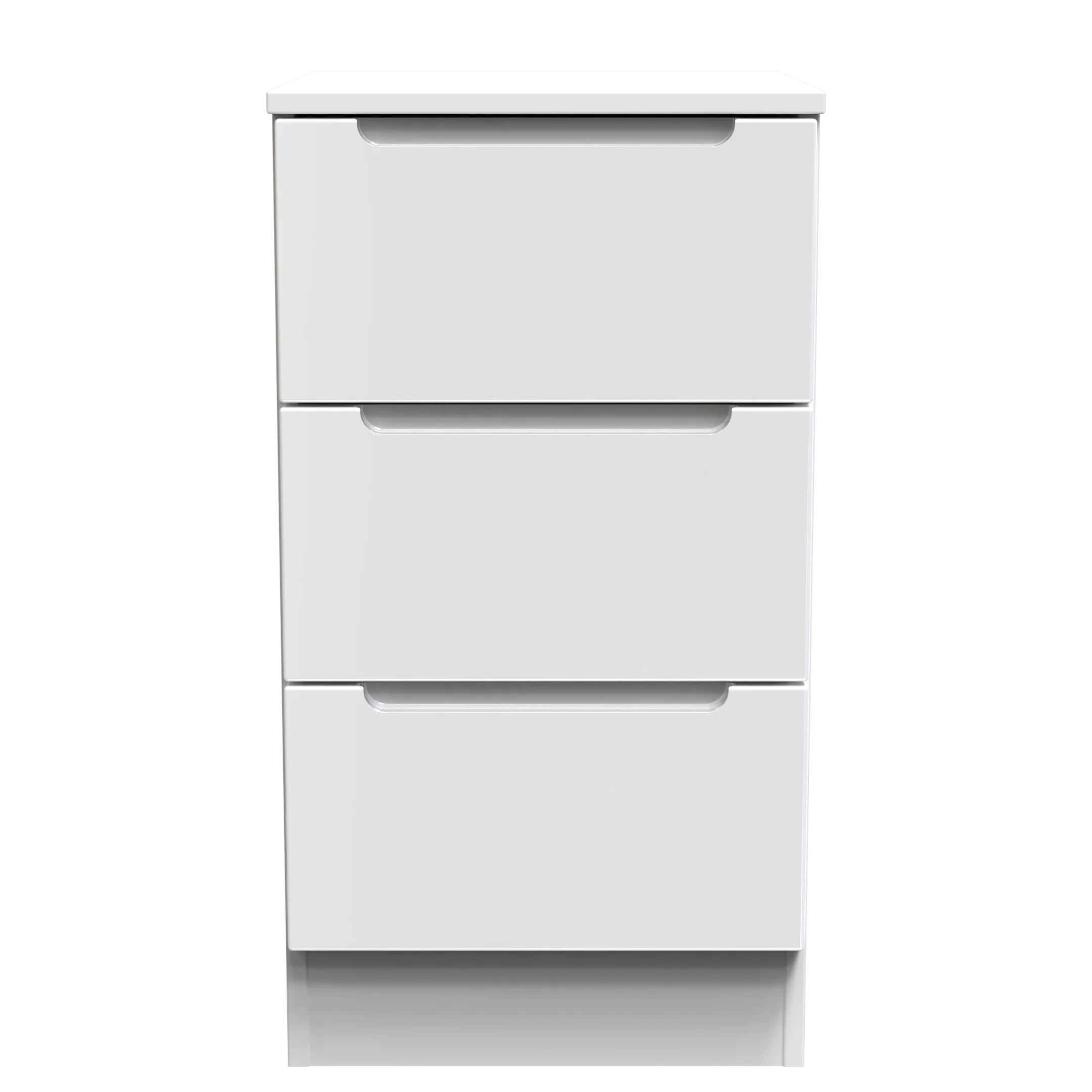 Milan 3 Drawer Bedside in White Gloss & White - Ready Assembled - Image 2