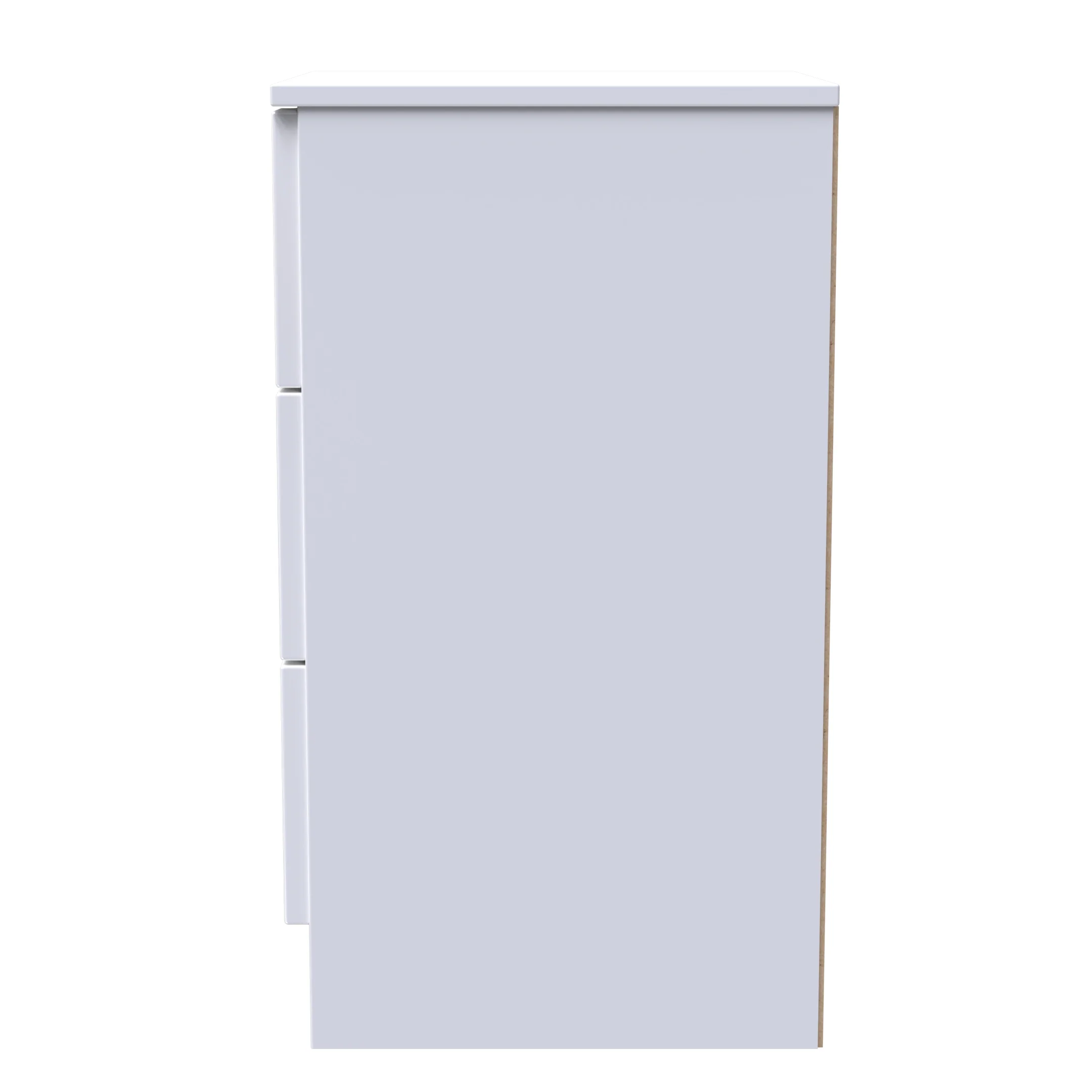 Milan 3 Drawer Bedside in White Gloss & White - Ready Assembled - Image 3