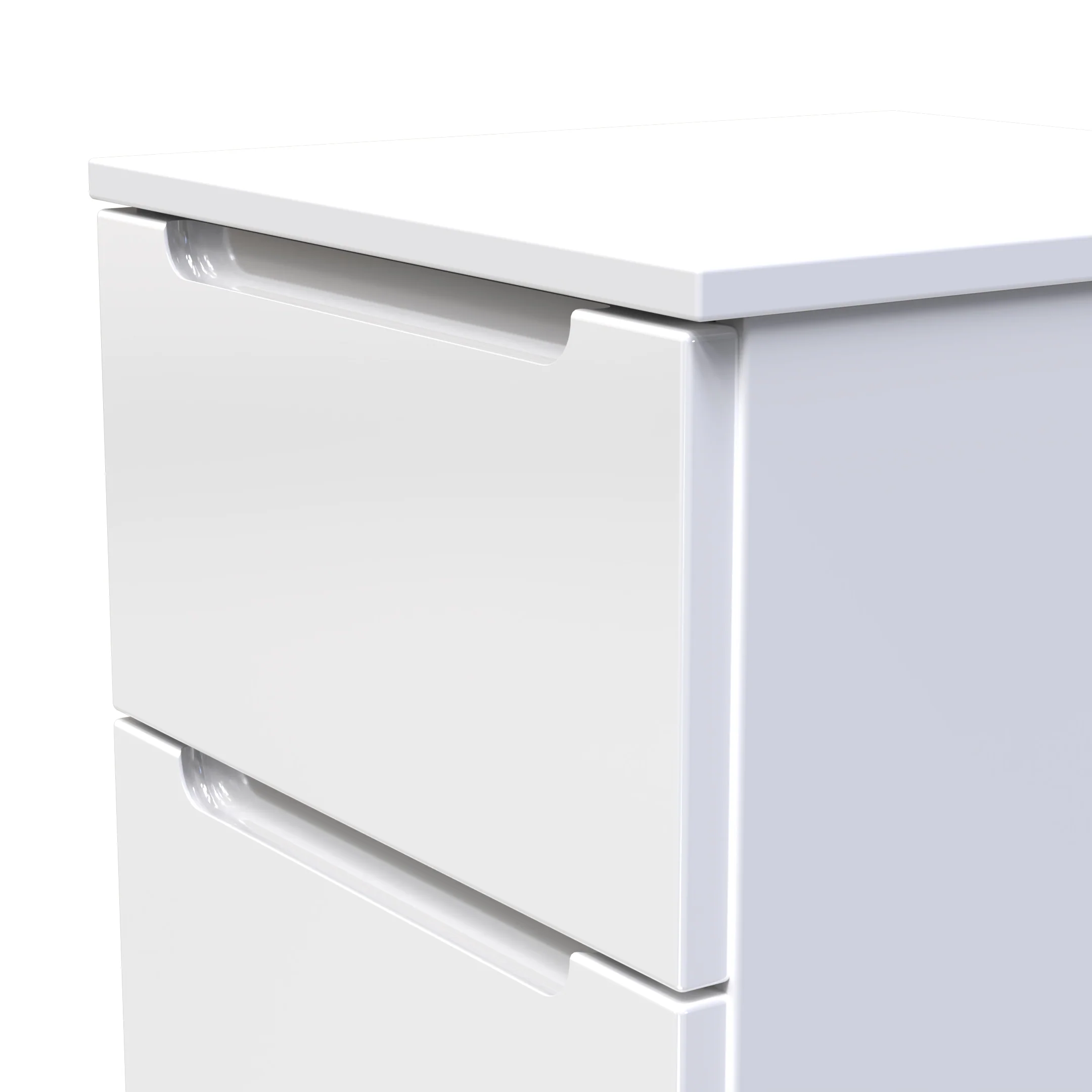 Milan 3 Drawer Bedside in White Gloss & White - Ready Assembled - Image 5