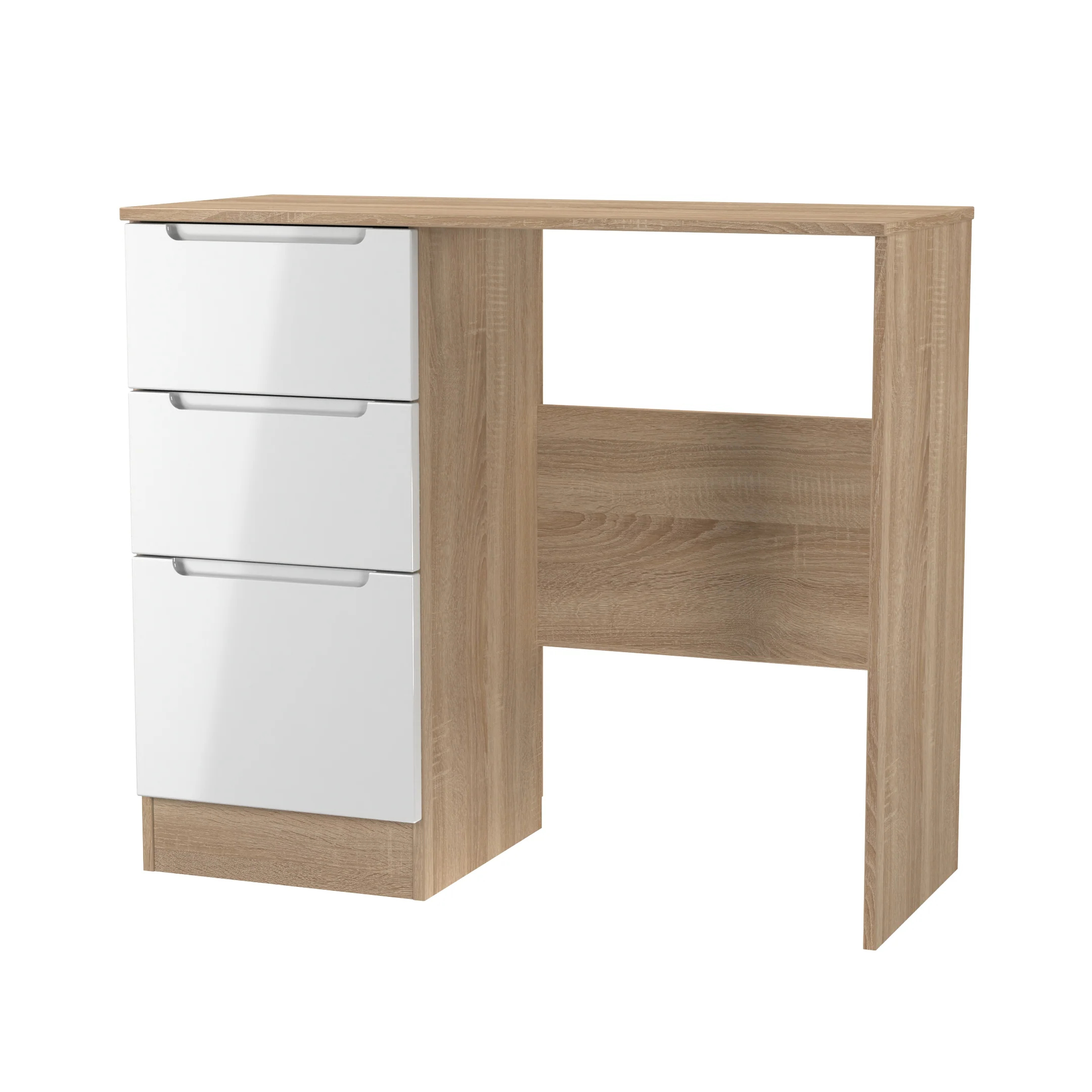 Milan 3 Drawer Vanity in White Gloss & Bardolino Oak - Ready Assembled - Image 4