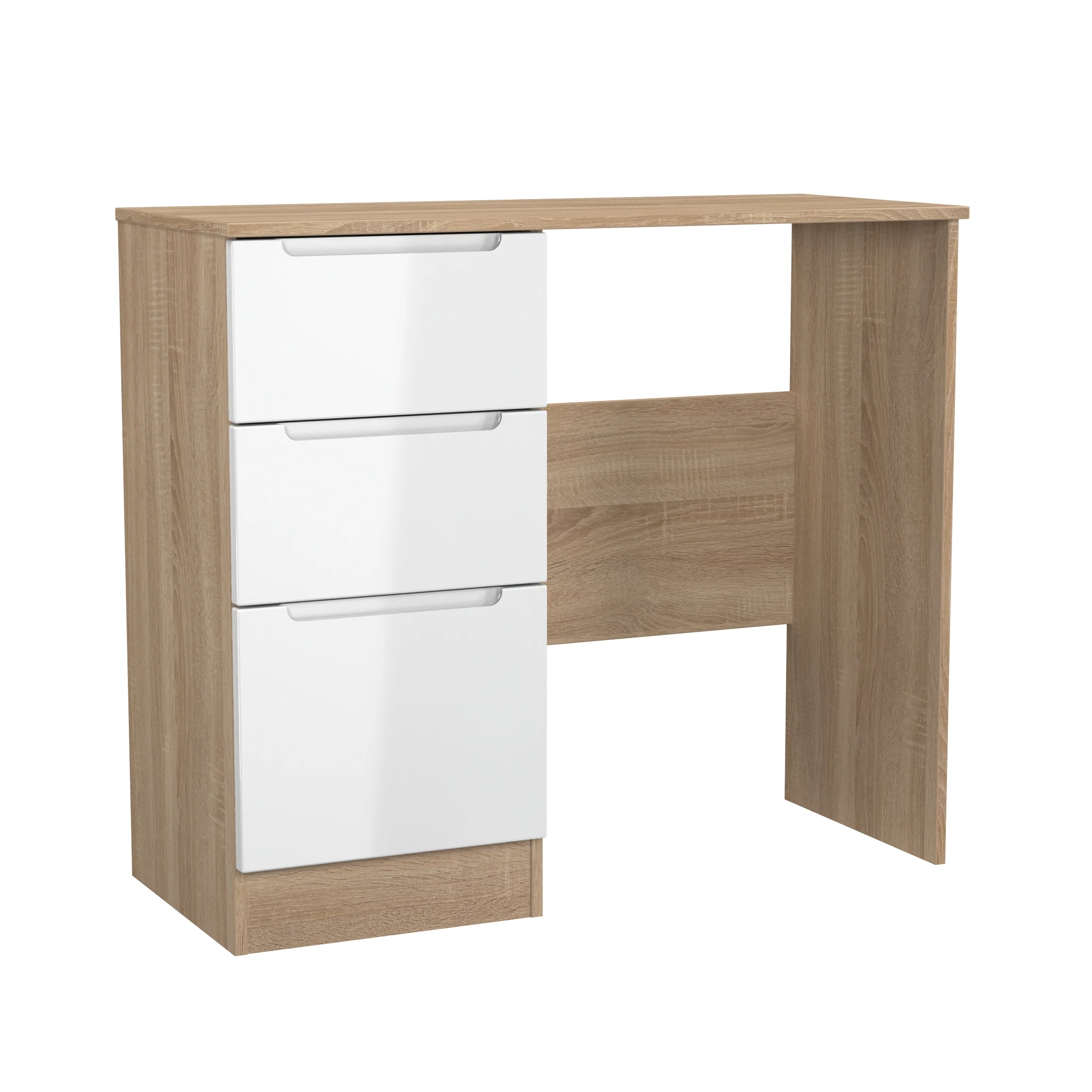Milan 3 Drawer Vanity in White Gloss & Bardolino Oak - Ready Assembled - Image 7