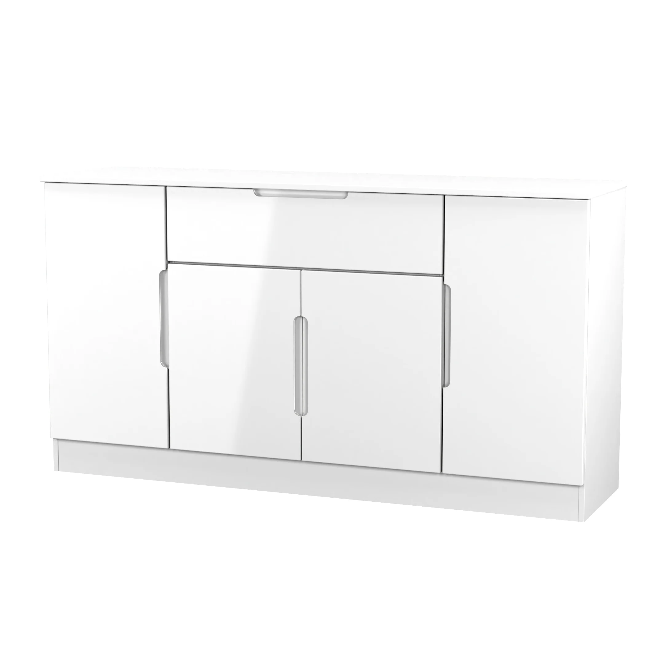 Milan 4 Door 1 Drawer Wide Unit in White Gloss & White Matt - Ready Assembled - Image 3