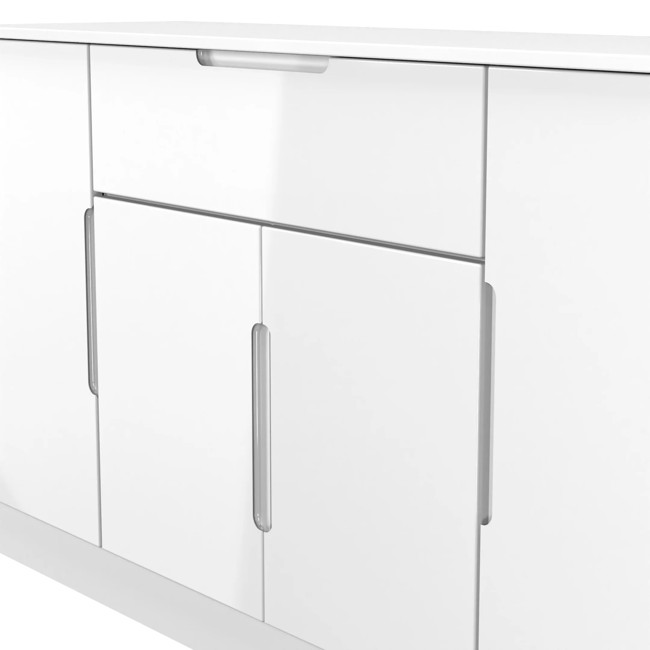 Milan 4 Door 1 Drawer Wide Unit in White Gloss & White Matt - Ready Assembled - Image 4