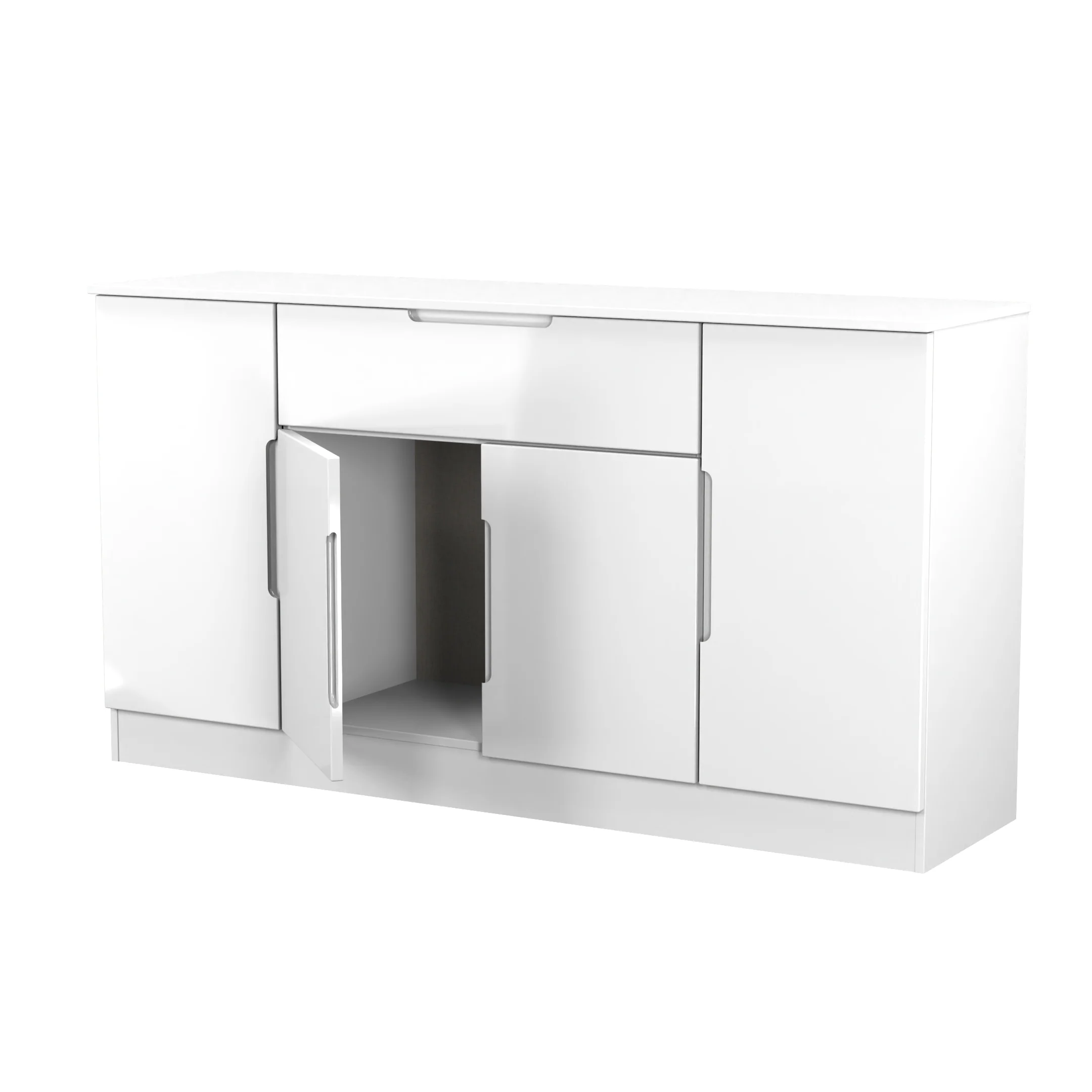 Milan 4 Door 1 Drawer Wide Unit in White Gloss & White Matt - Ready Assembled - Image 7