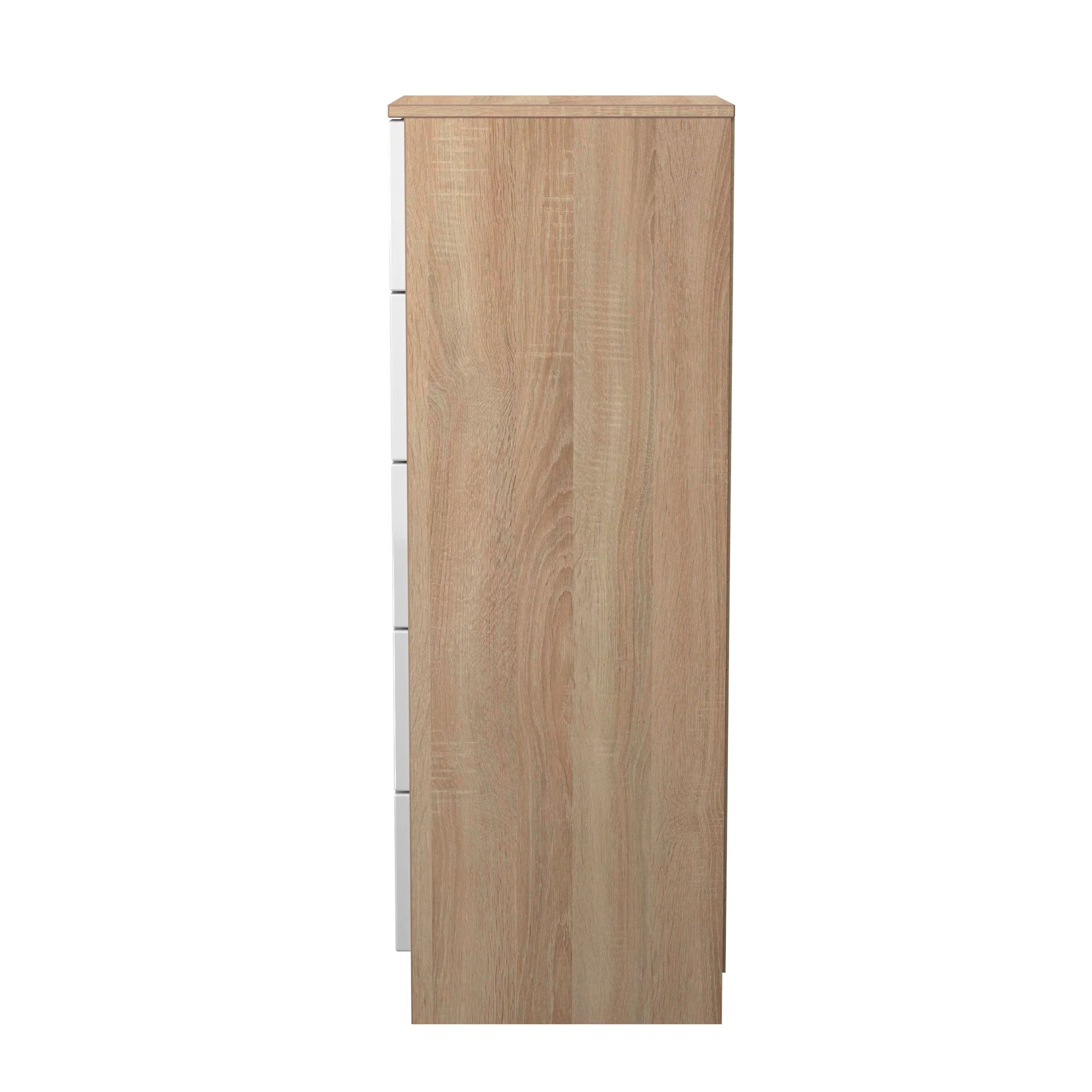Milan 5 Drawer Bedside in White Gloss & Bardolino Oak - Ready Assembled - Image 3
