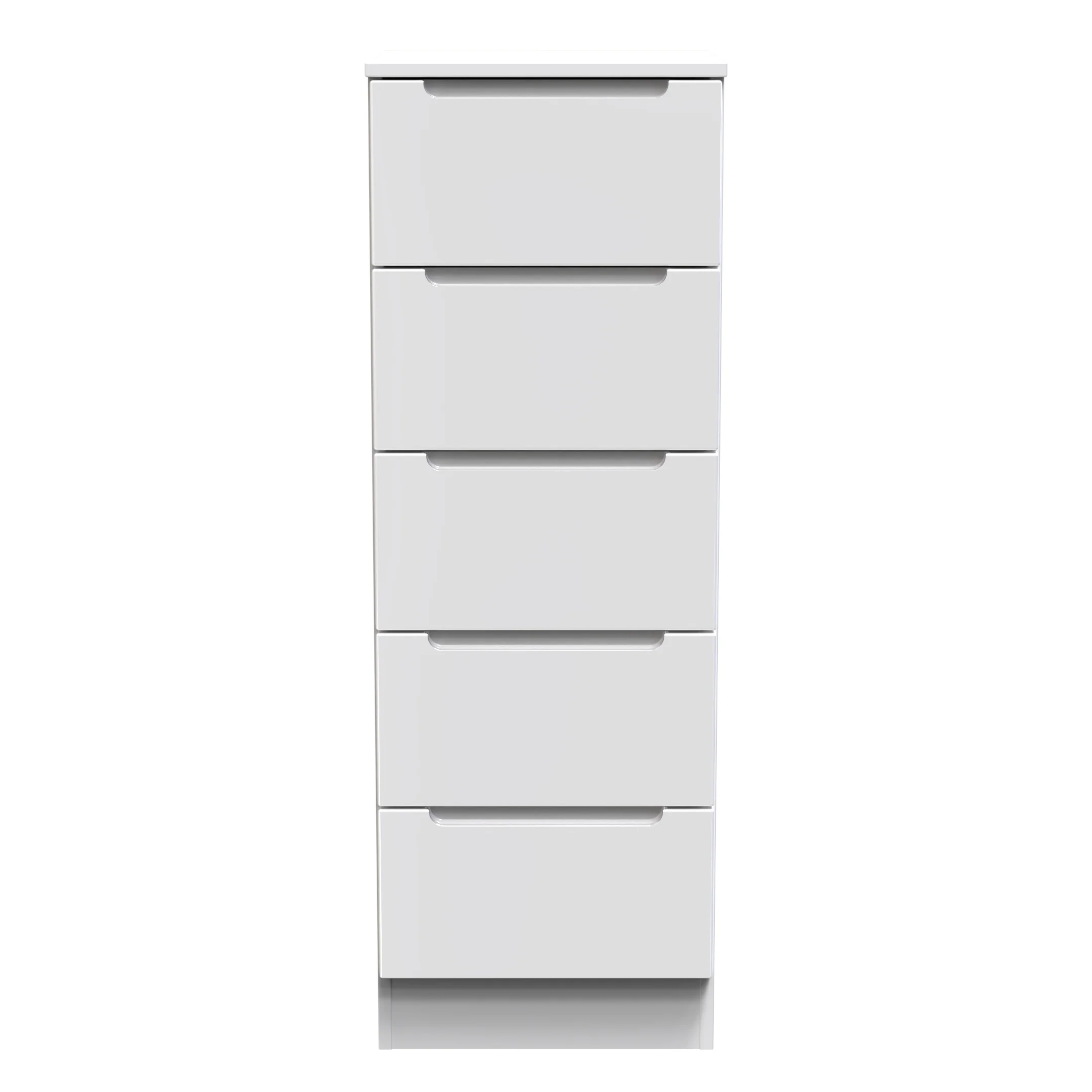 Milan 5 Drawer Bedside in White Gloss & White - Ready Assembled - Image 2