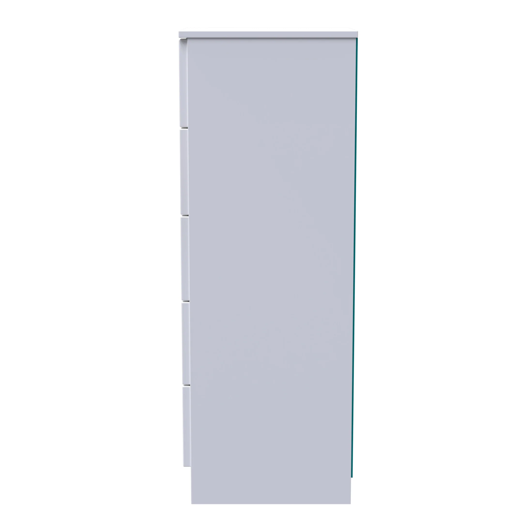 Milan 5 Drawer Bedside in White Gloss & White - Ready Assembled - Image 3